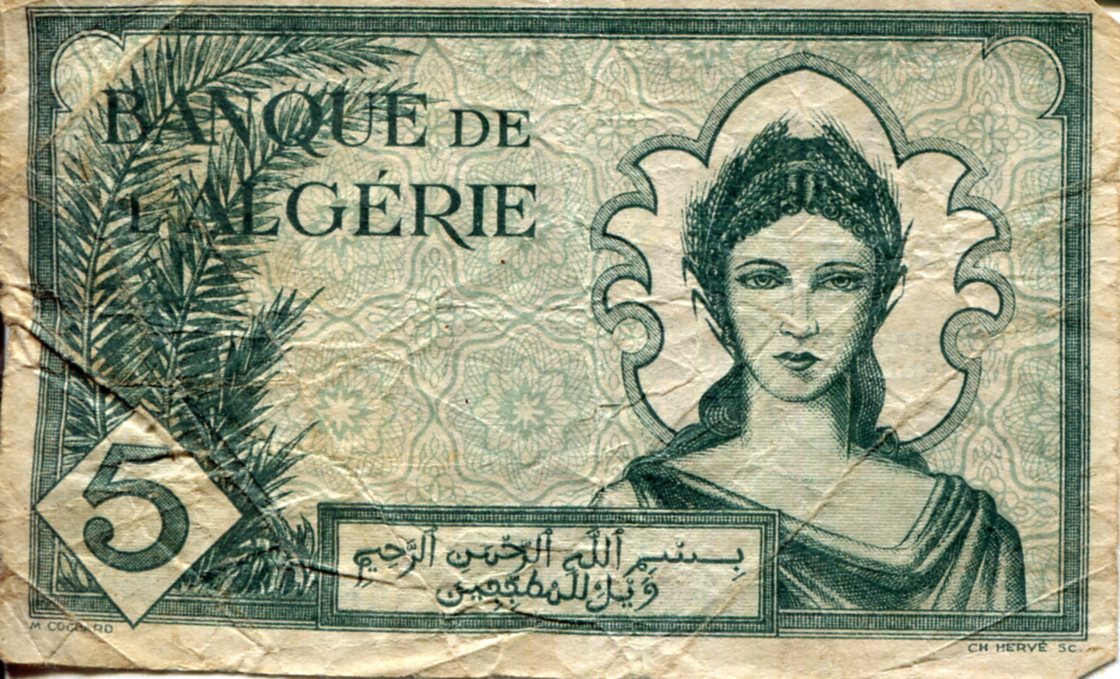 Algeria 5 Francs G/Poor (see large scan) pick #: 91