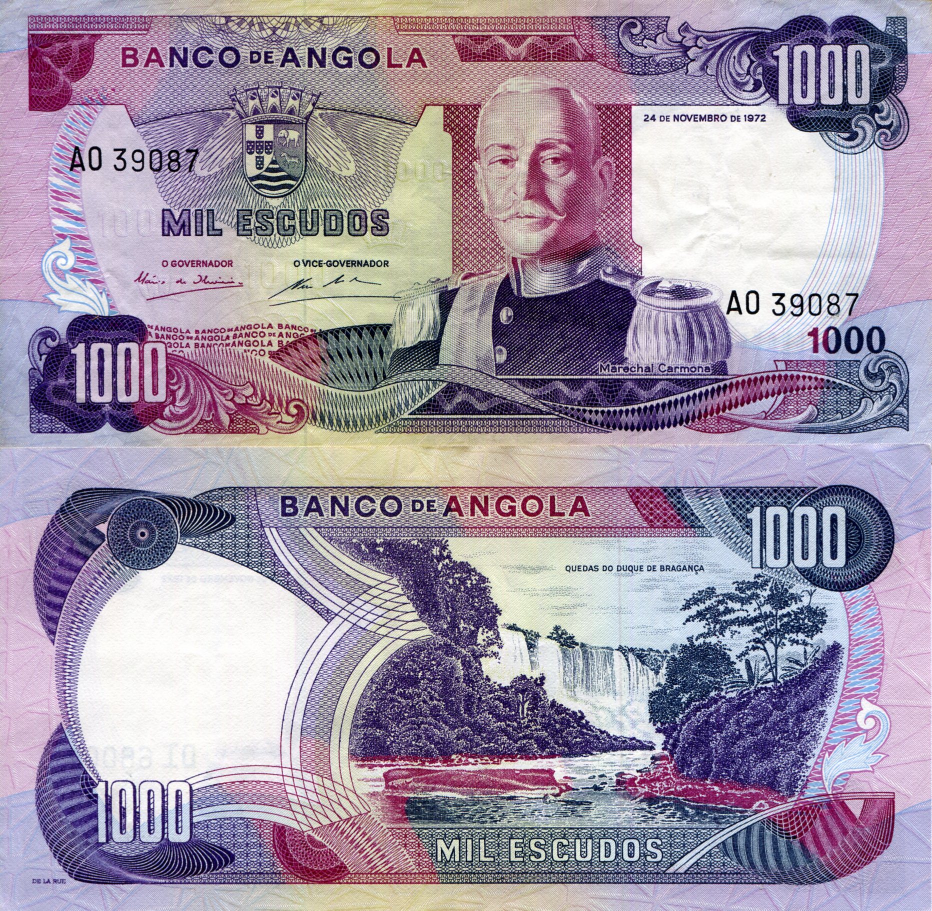 Angola 1000 Escudos F (See large scan) pick #: 103a