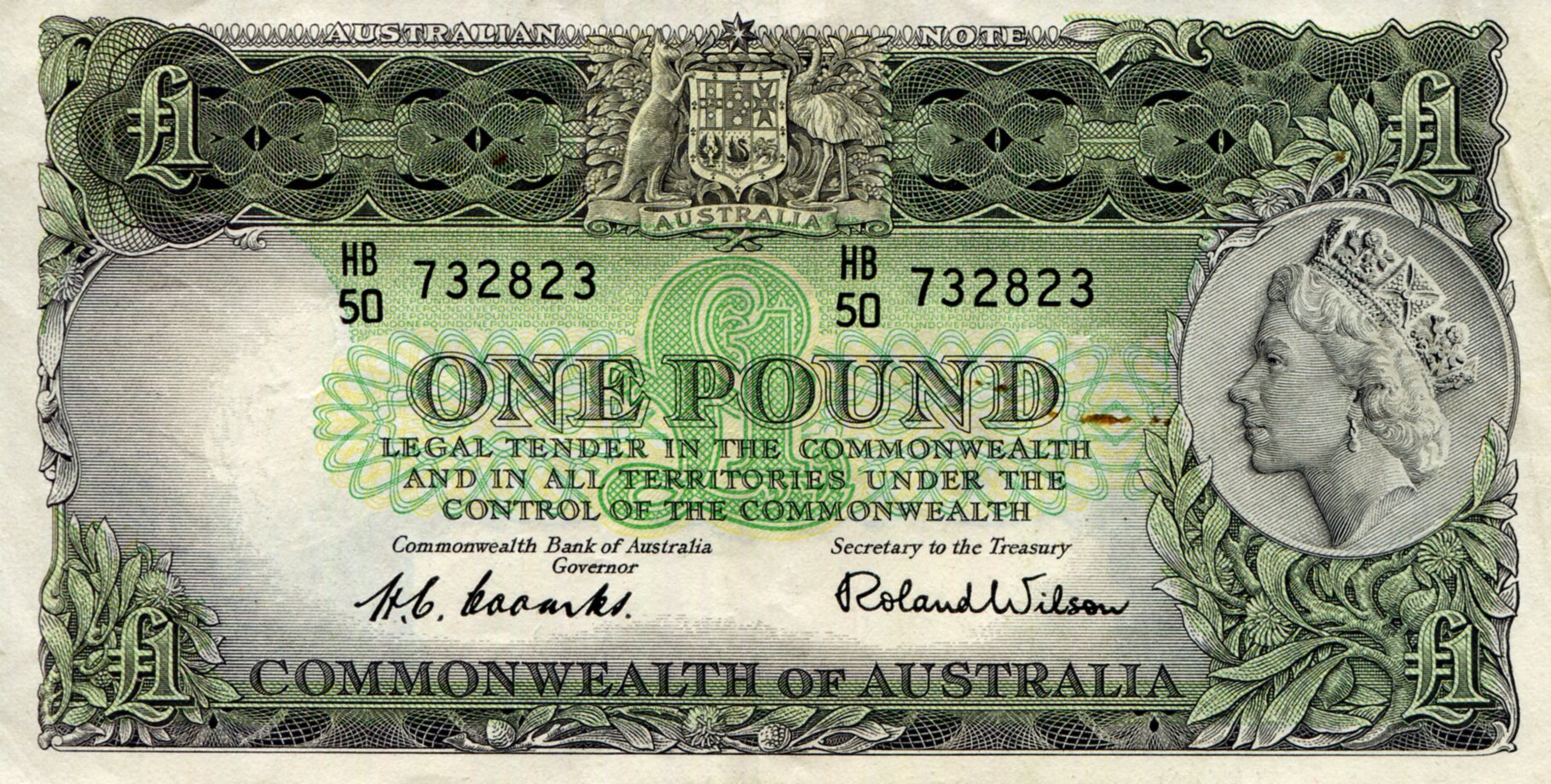 Australia  1 Pound XF-/VF+ (see large scan) pick #: 30a