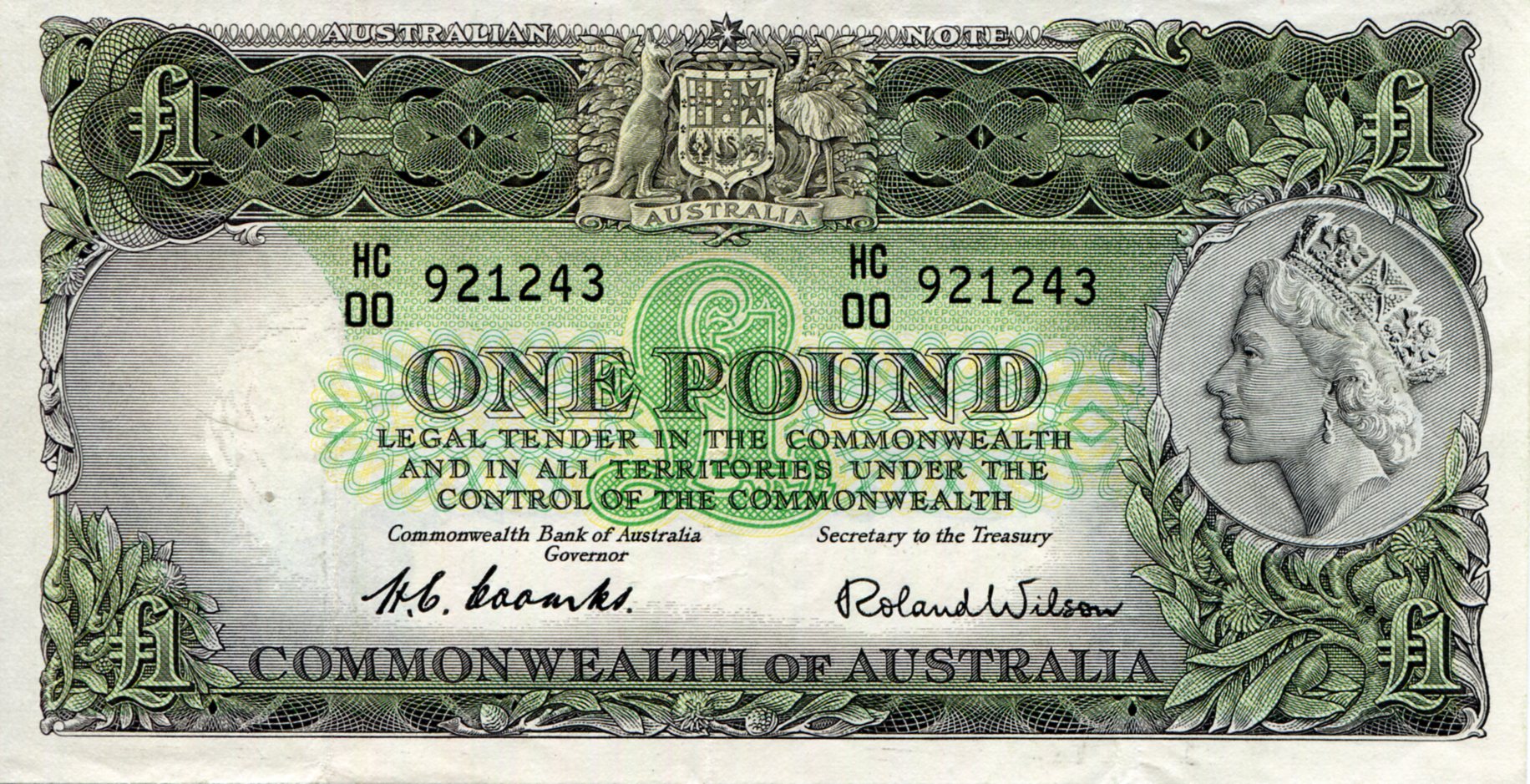 Australia  1 Pound XF/VF+ (see large scan) pick #: 34a