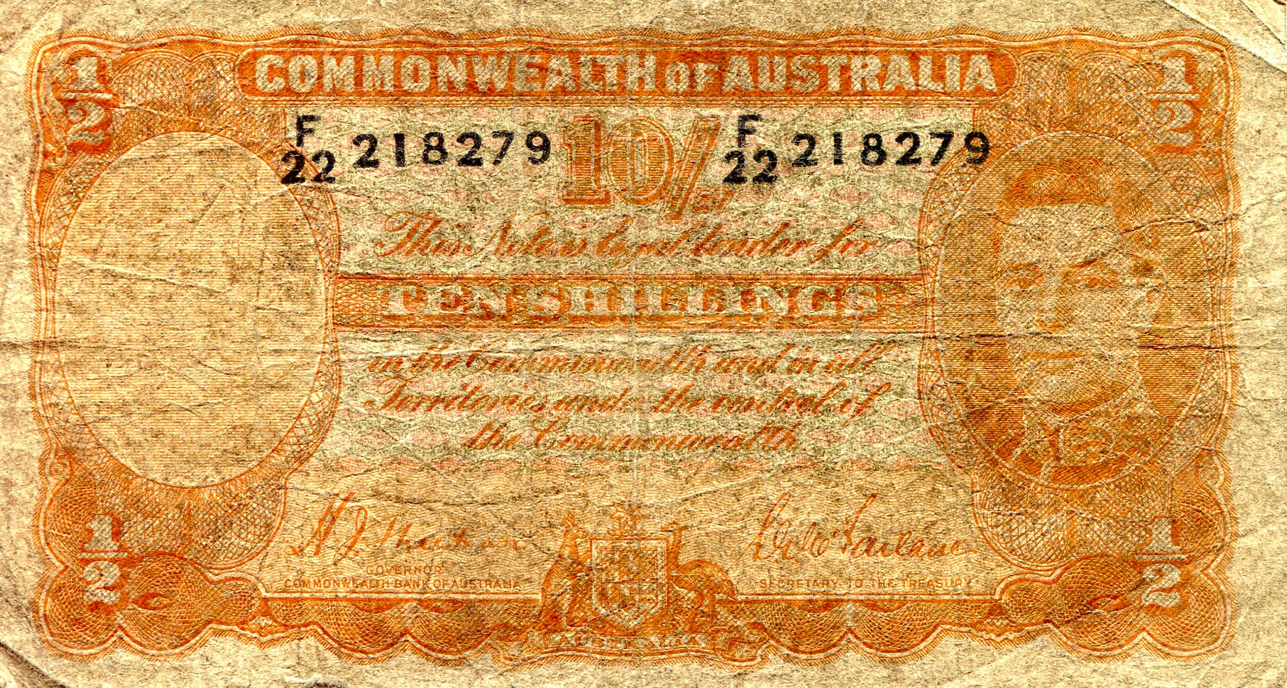 Australia  10 Shillings G (see large scan) pick #: 25a