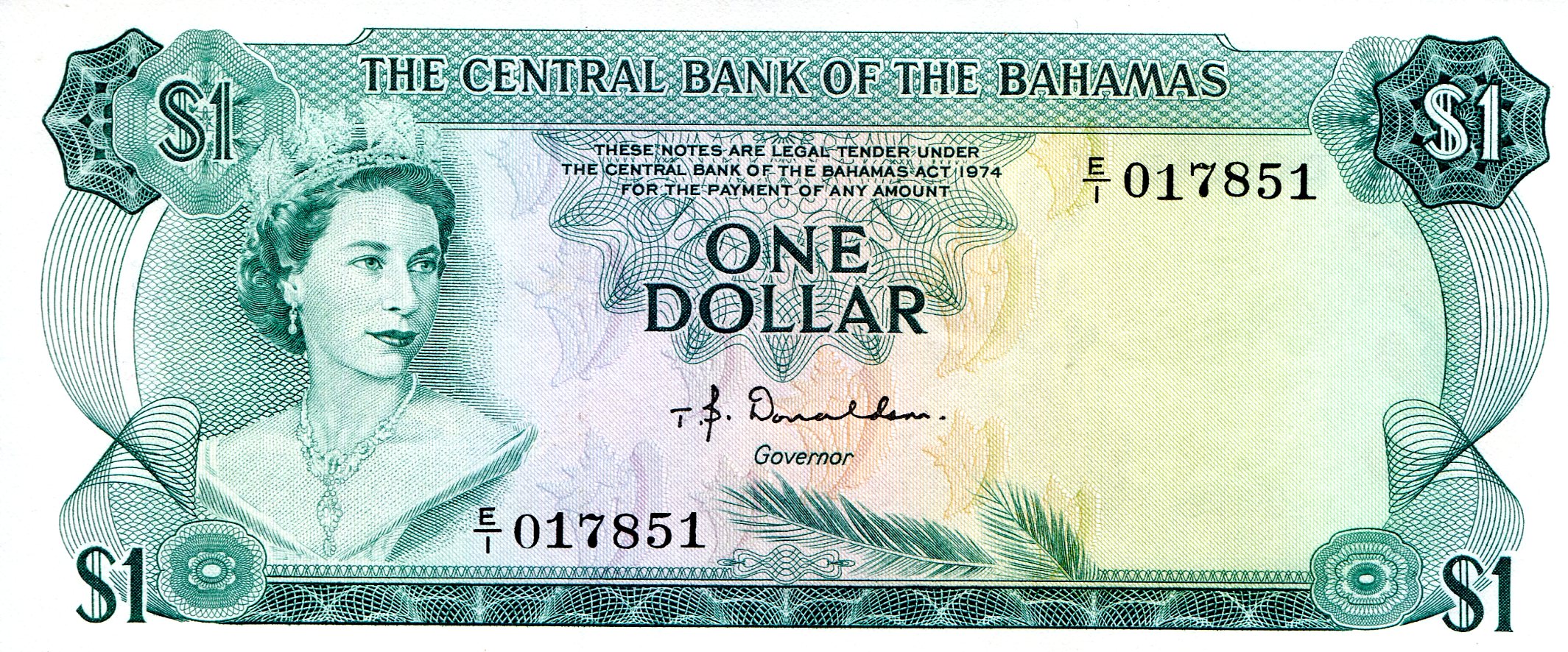 Bahamas  1 Dollar UNC pick #: 35a