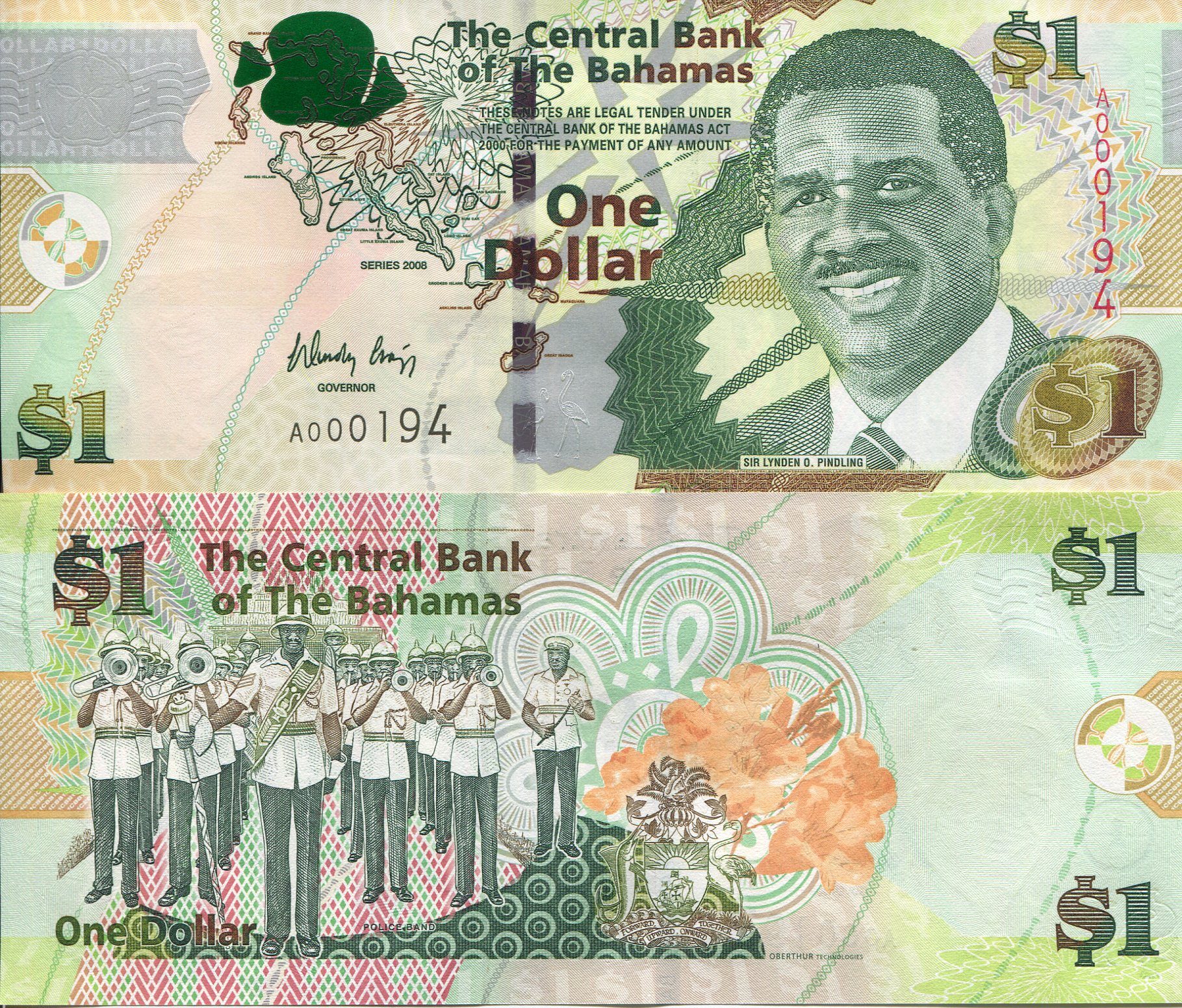 Bahamas  1 Dollar UNC pick #: 71a