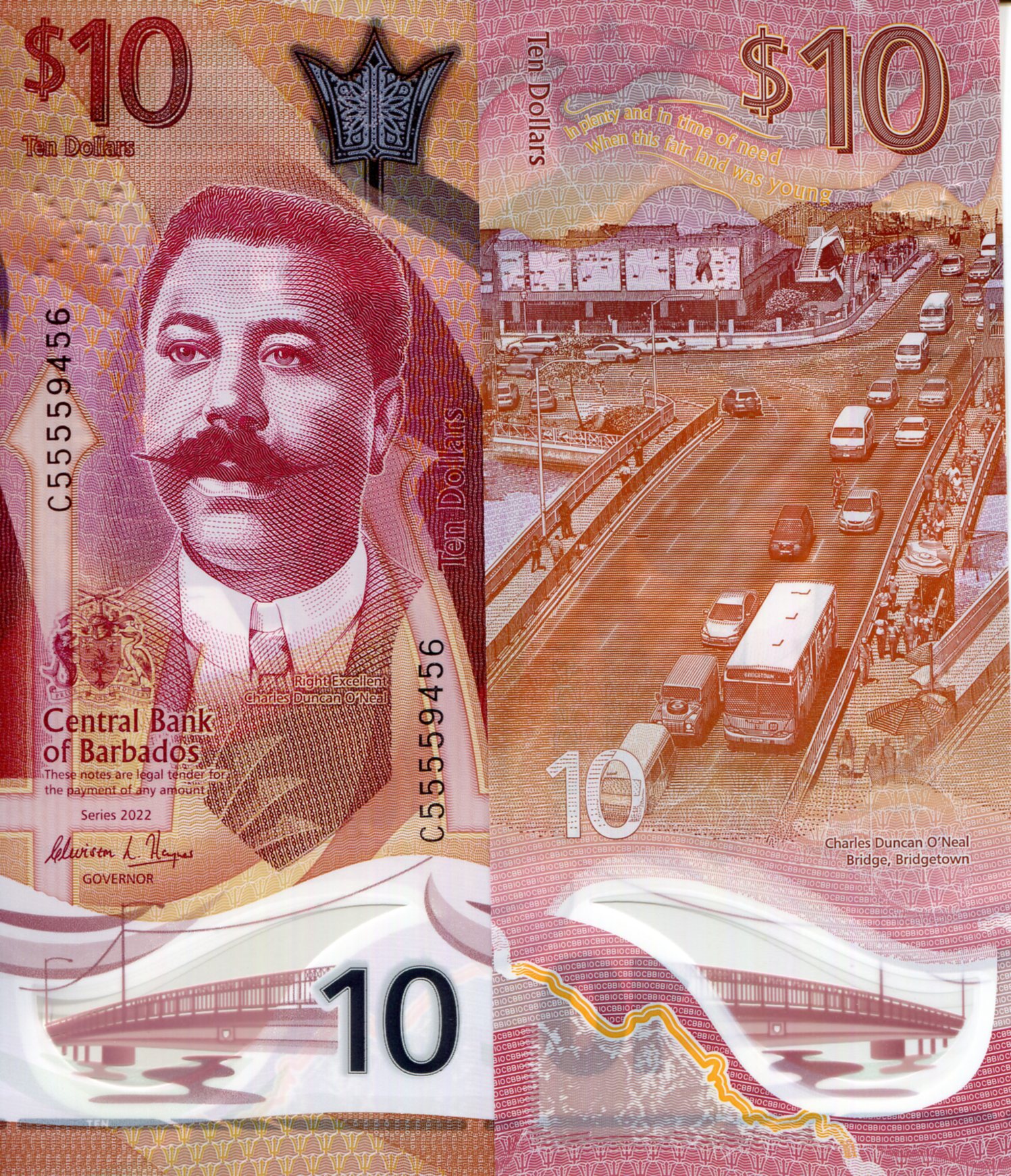 Barbados 10 Dollars UNC pick #: New