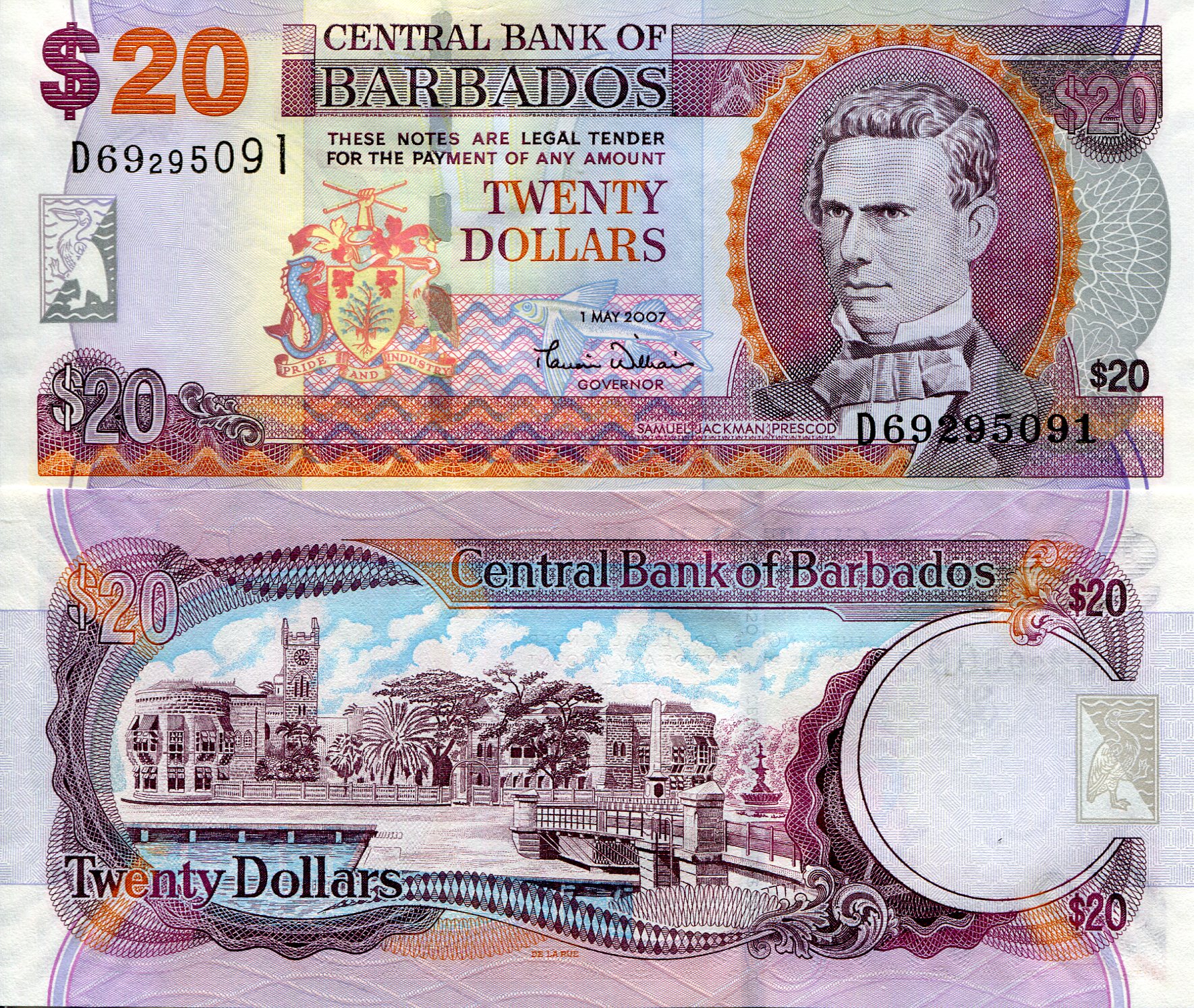 Barbados 20 Dollars UNC pick #: 69a