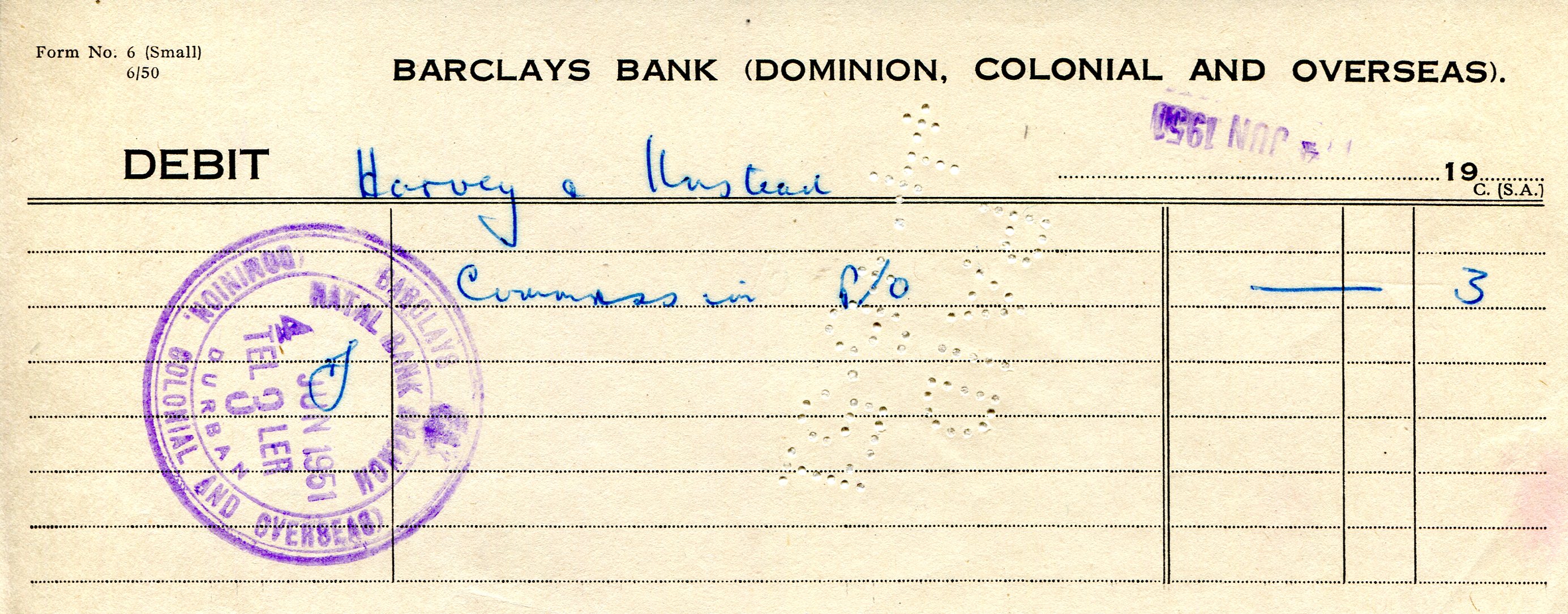 Barclays Bank Debit Slip