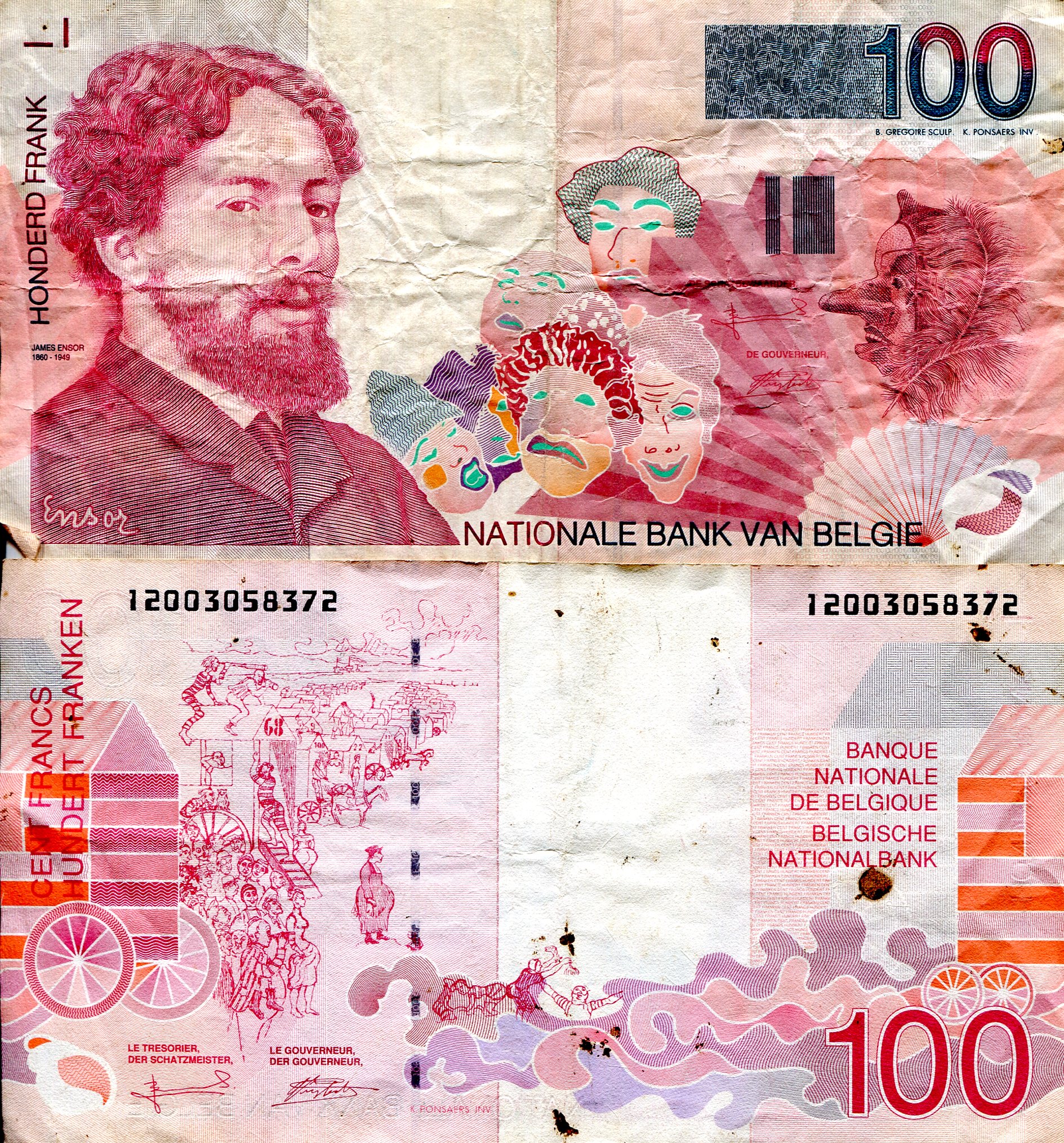 Belgium 100 Francs VG (see large scan) Marks pick #: 147a