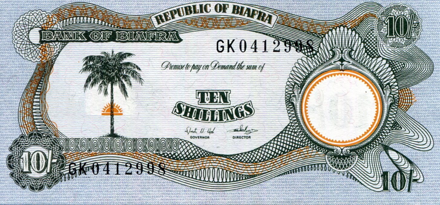 Biafra 10 Shillings aUNC pick #: 4a