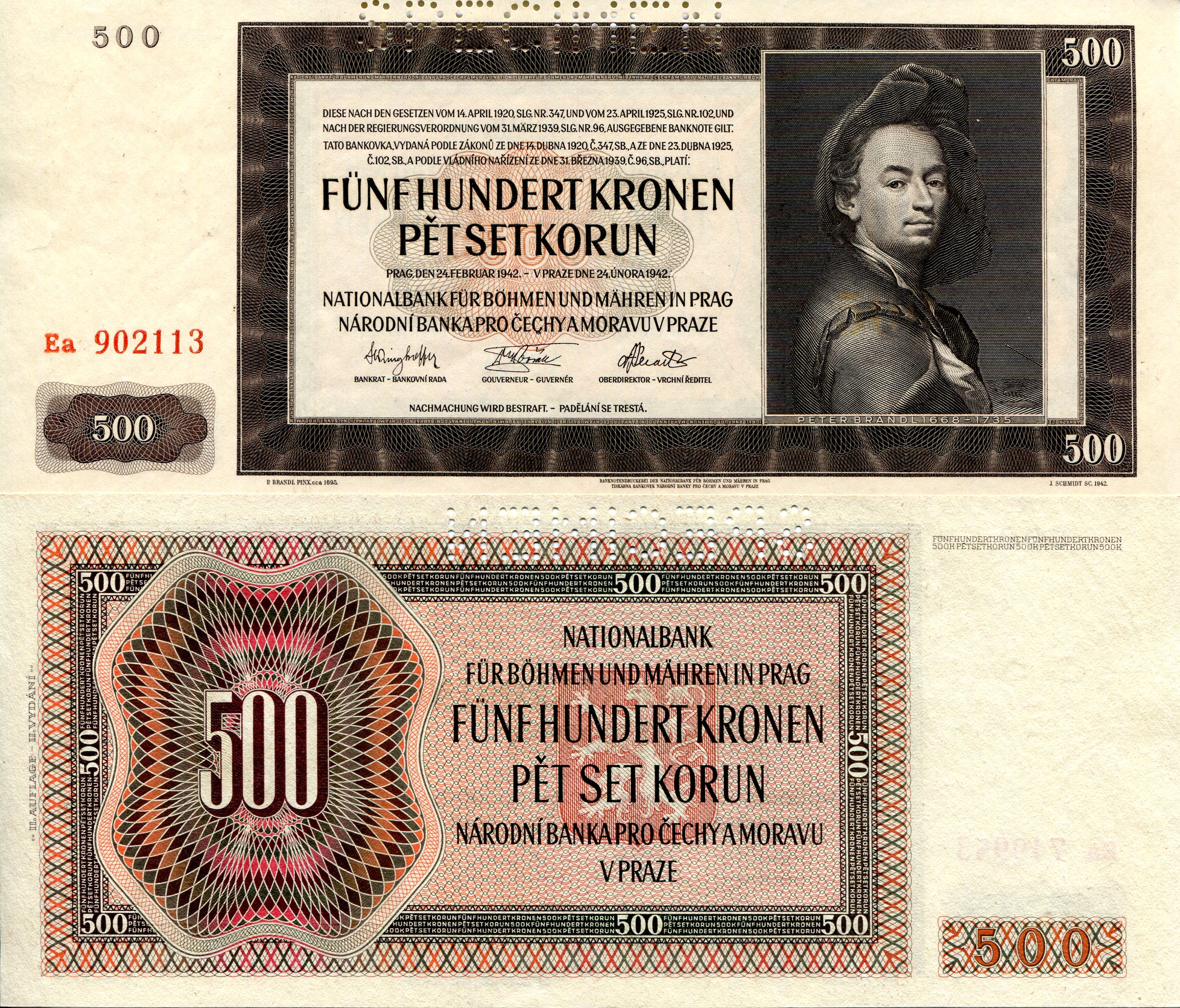 Bohemia & Moravia  500 Korun XF (see large scan) pick #: 12s