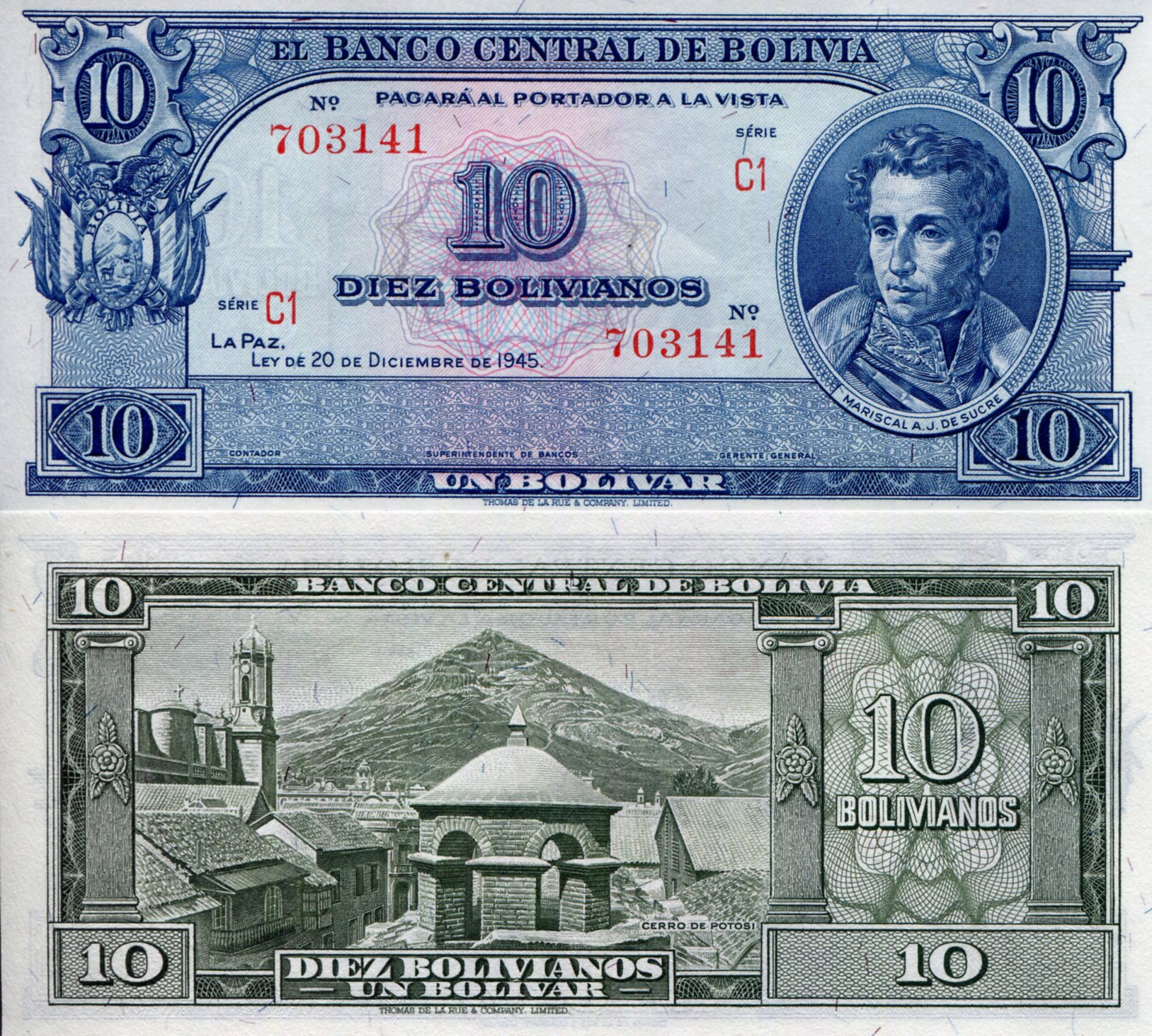 Bolivia  10 Bolivianos UNC pick #: 139r