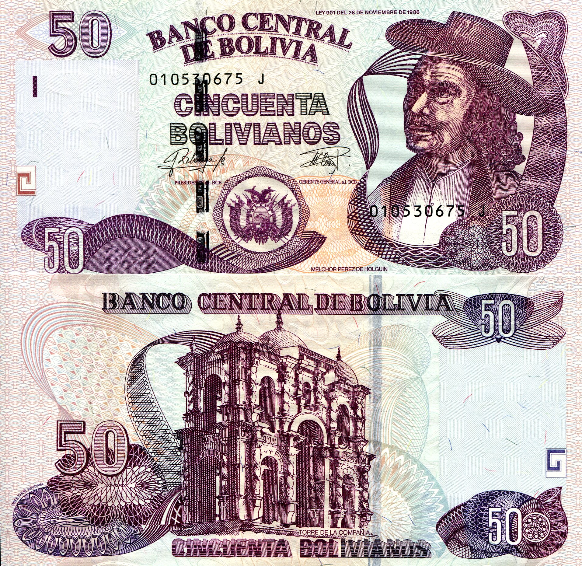 Bolivia  50 Bolivianos UNC  pick #: 235