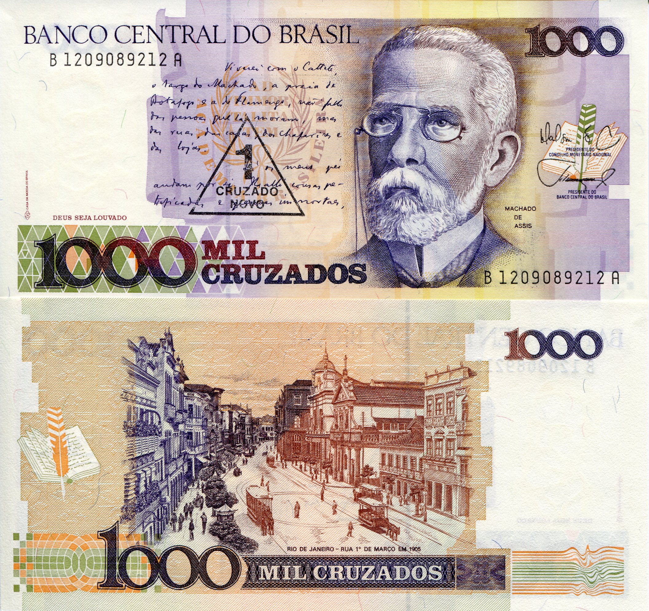 Brazil 1,000 Cruzados UNC pick #: 216b