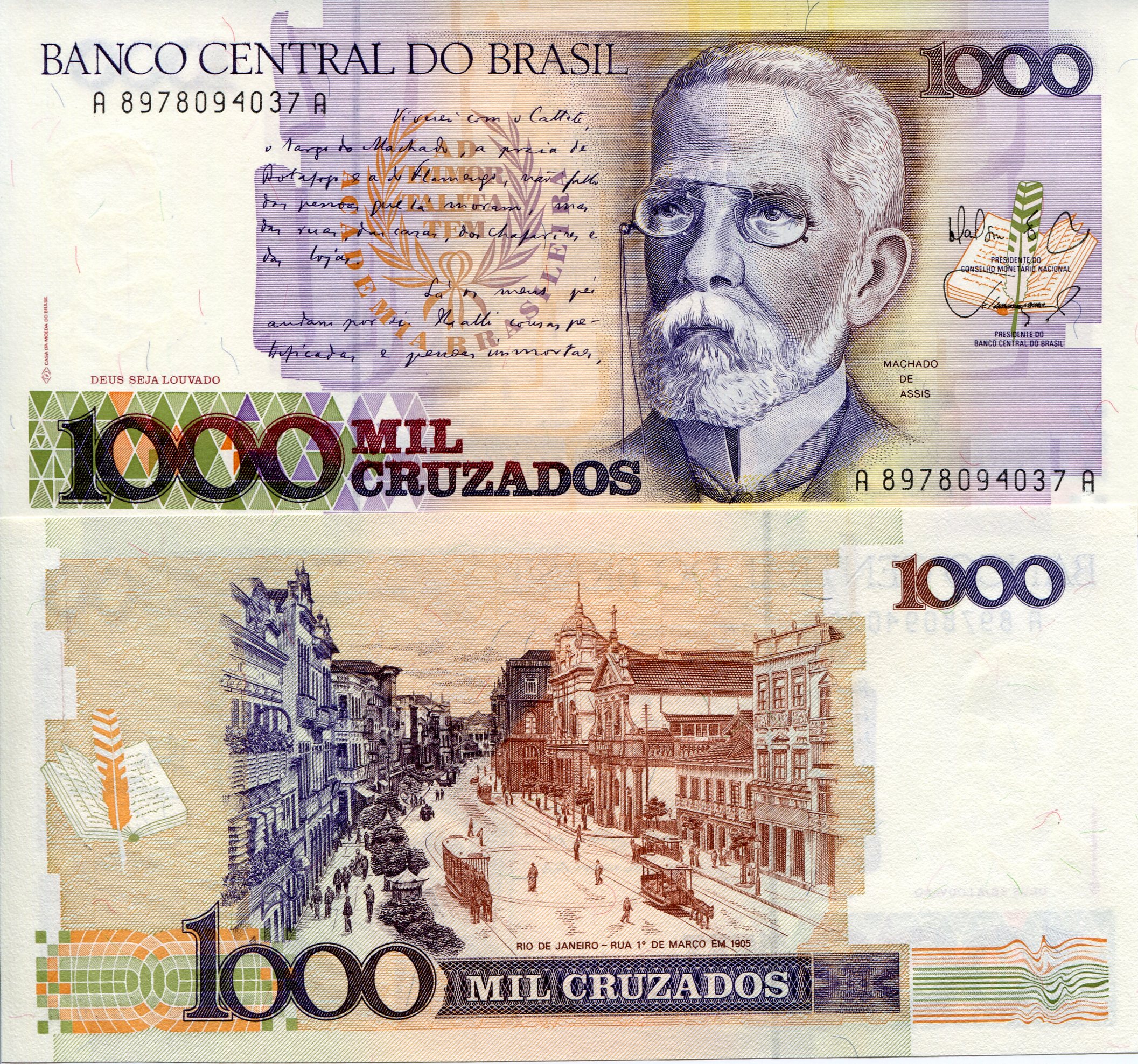 Brazil 1,000 Cruzados UNC pick #: 213b