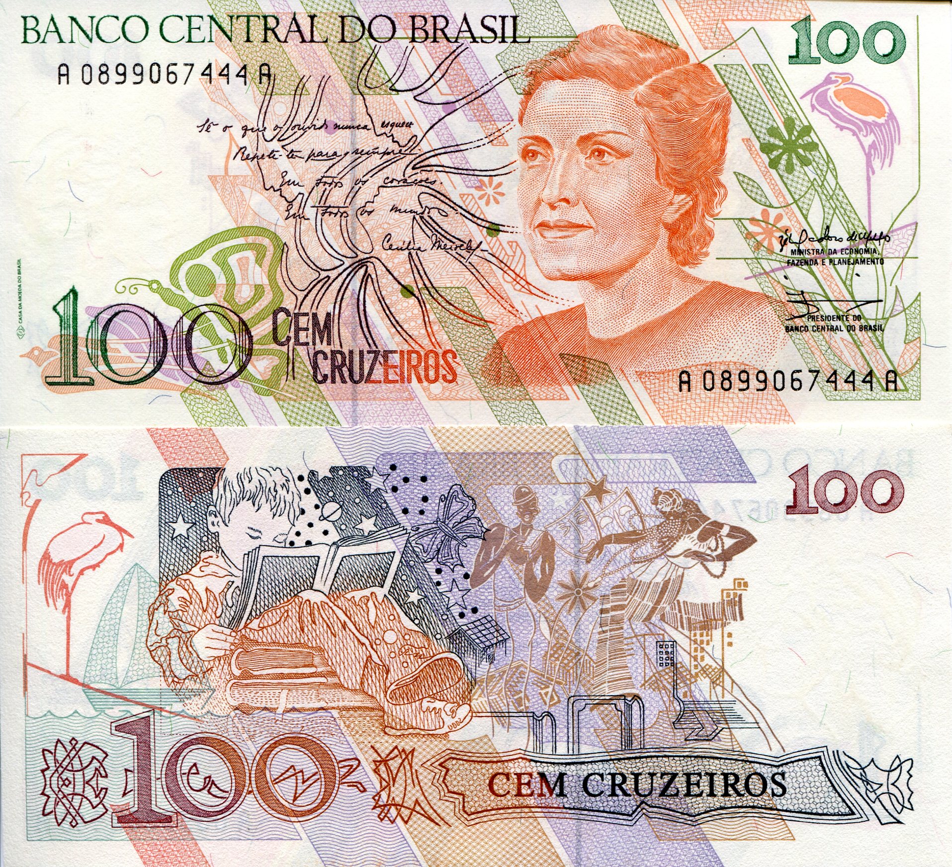 Brazil 100 Cruzeiros UNC pick #: 228a