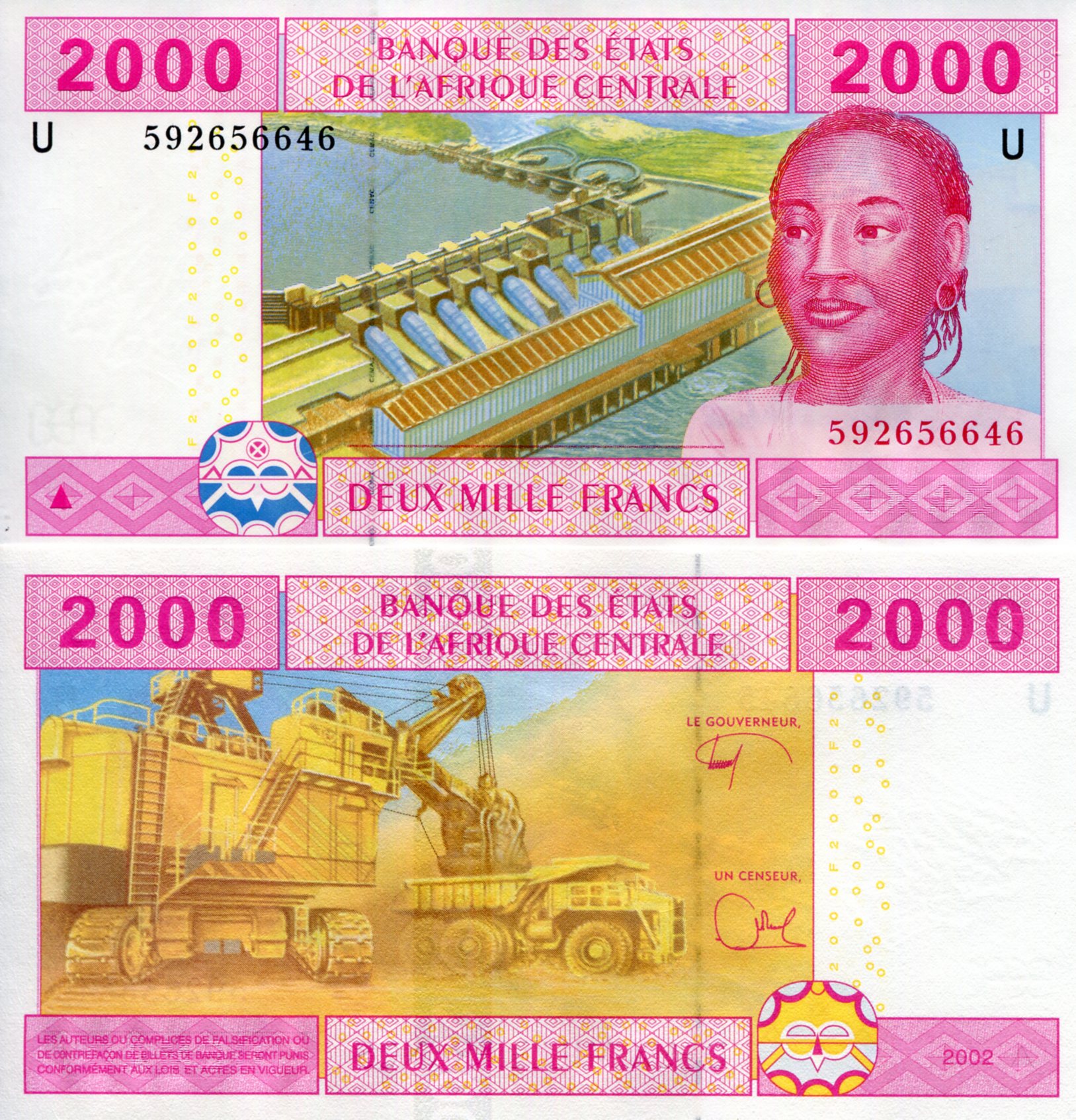 Cameroun 2,000 Francs UNC pick #: 208Uf