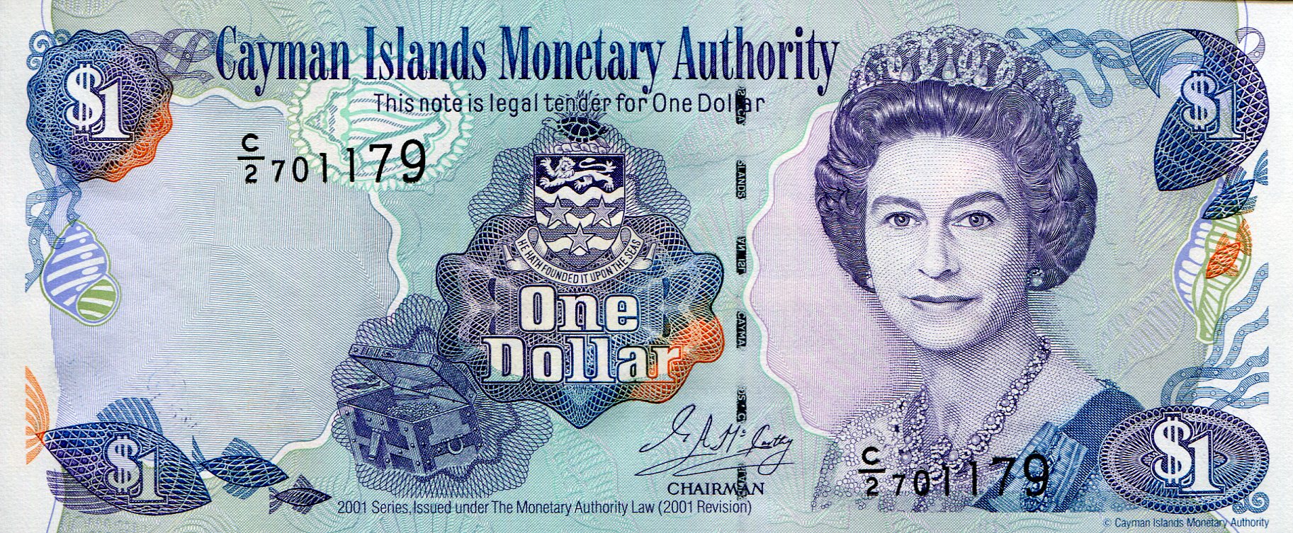 Cayman Islands 1 Dollar UNC pick #: 21a