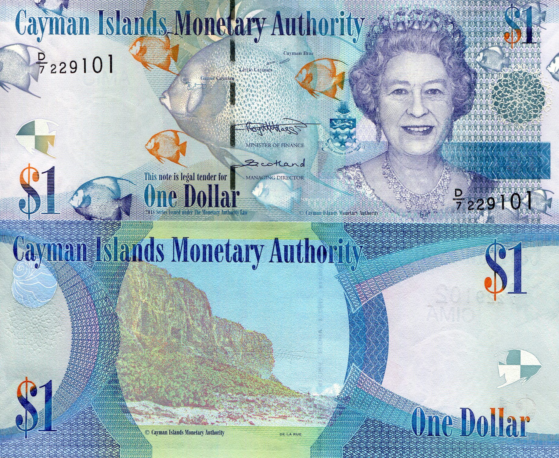 Cayman Islands 1 Dollar UNC pick #: 38d