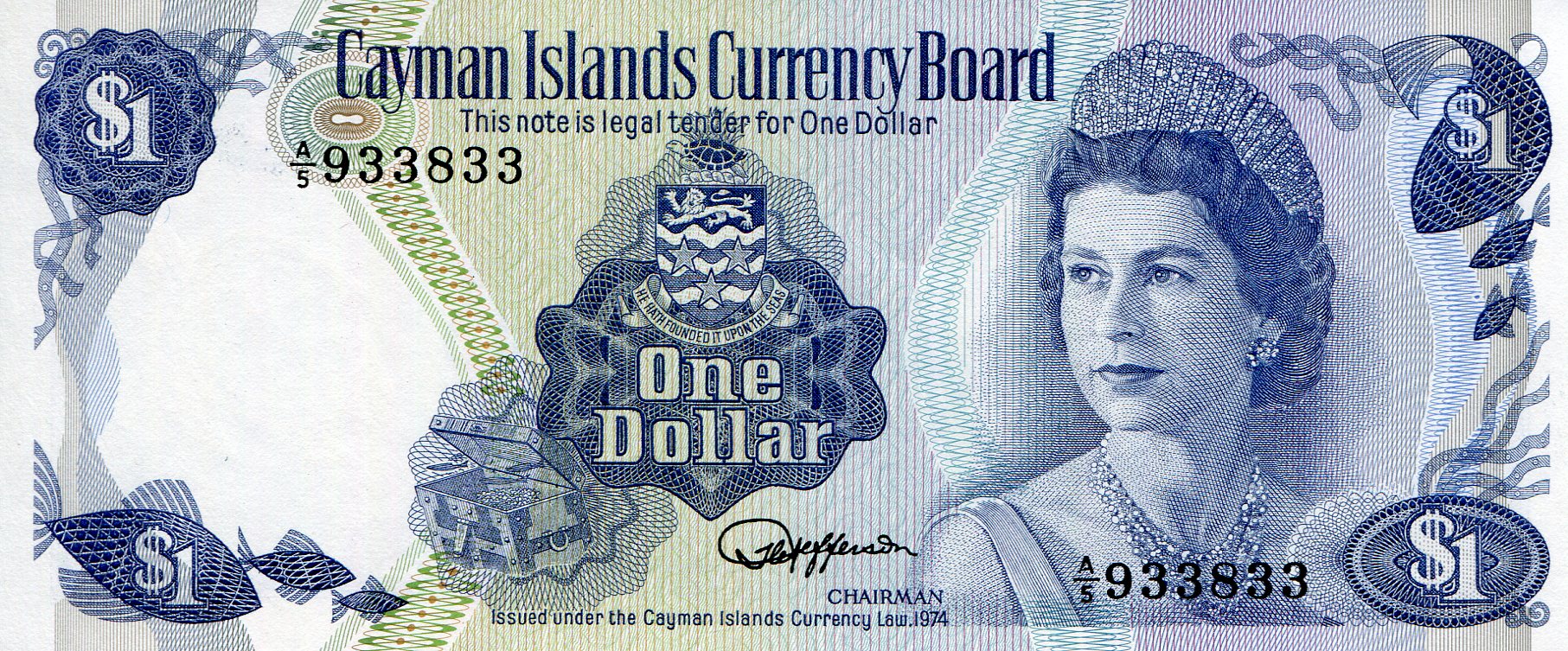 Cayman Islands 1 Dollar UNC pick #: 5b