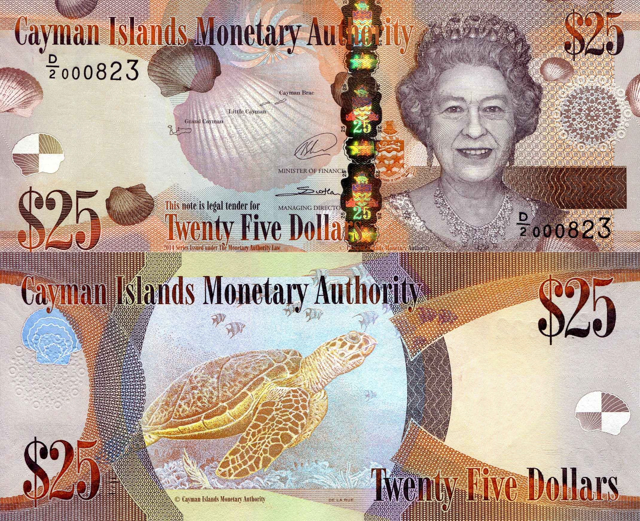 Cayman Islands 25 Dollars UNC pick #: 41b