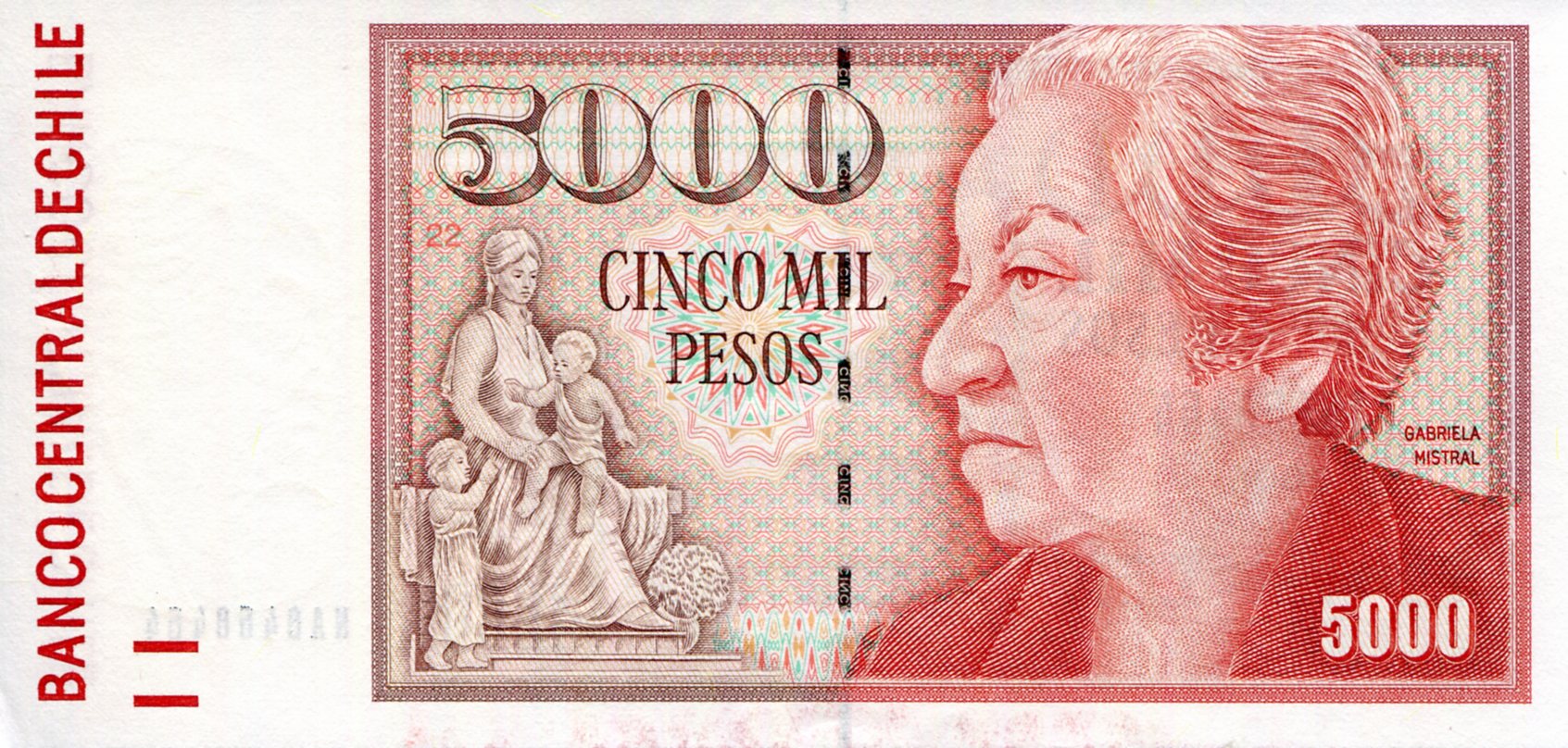 Chile 5,000 Pesos aUNC pick #: 155a
