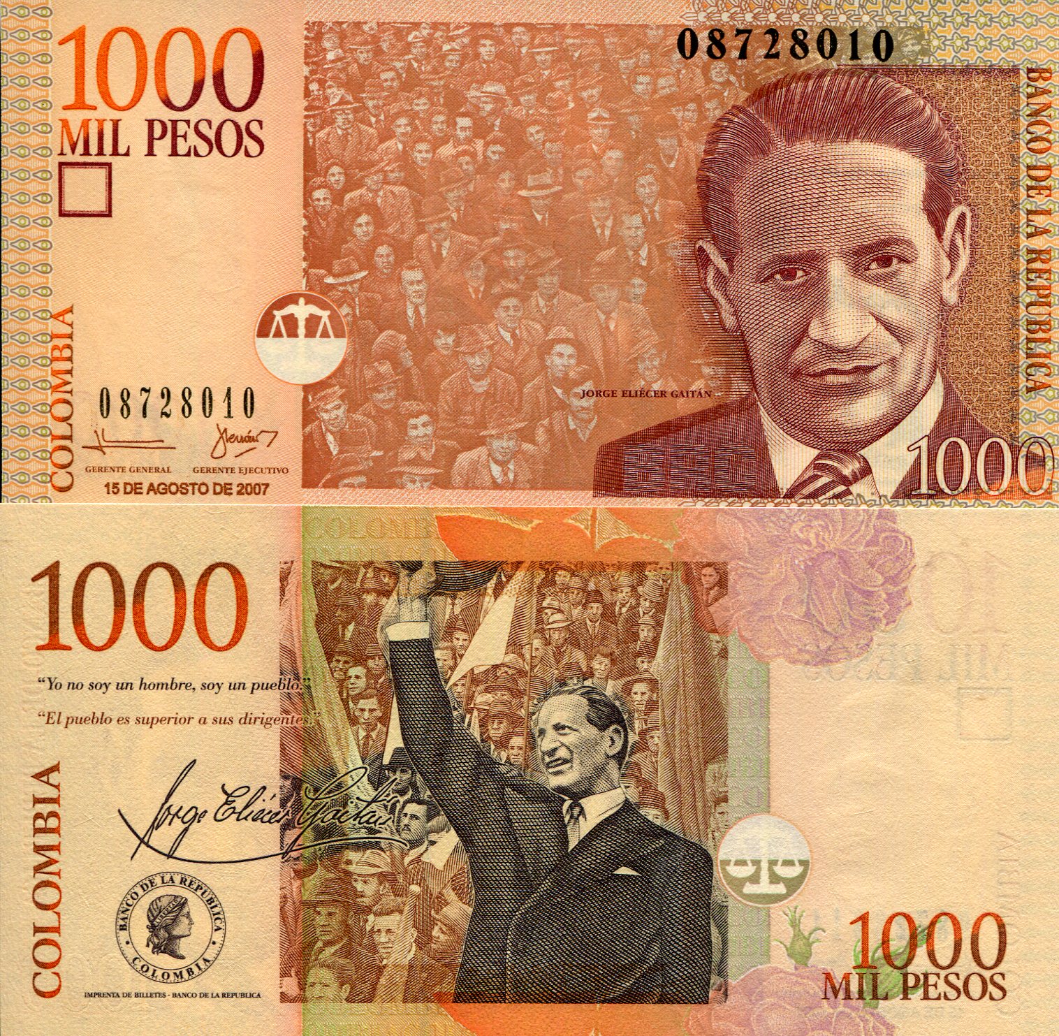 Colombia  1,000 Pesos UNC pick #: 456g