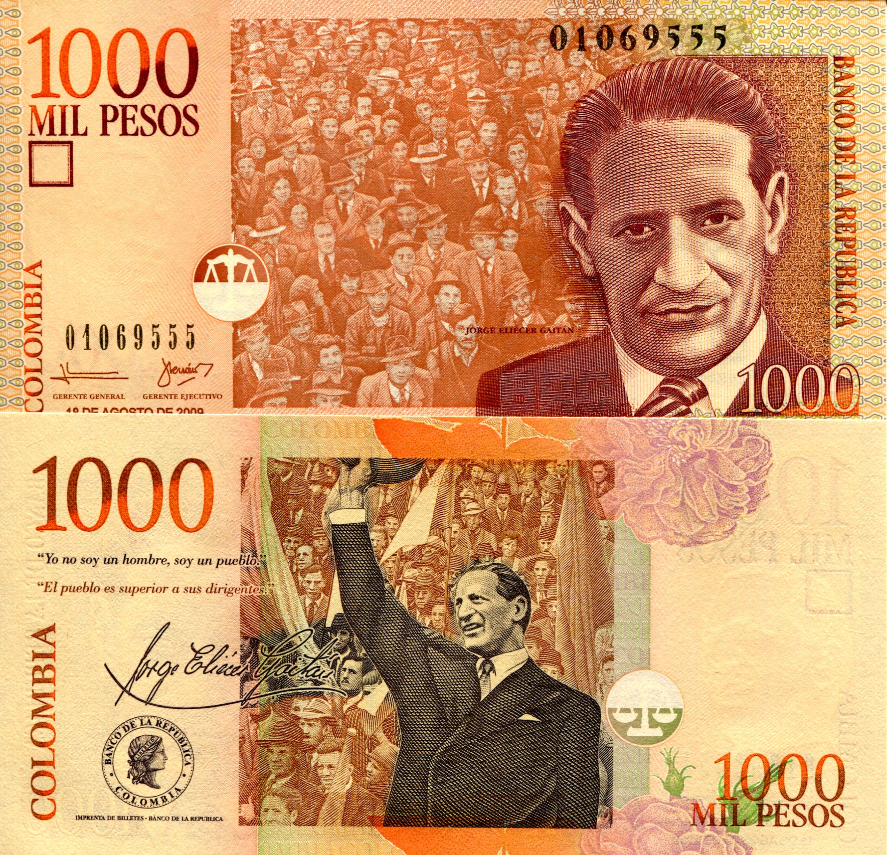 Colombia  1,000 Pesos UNC pick #: 456l
