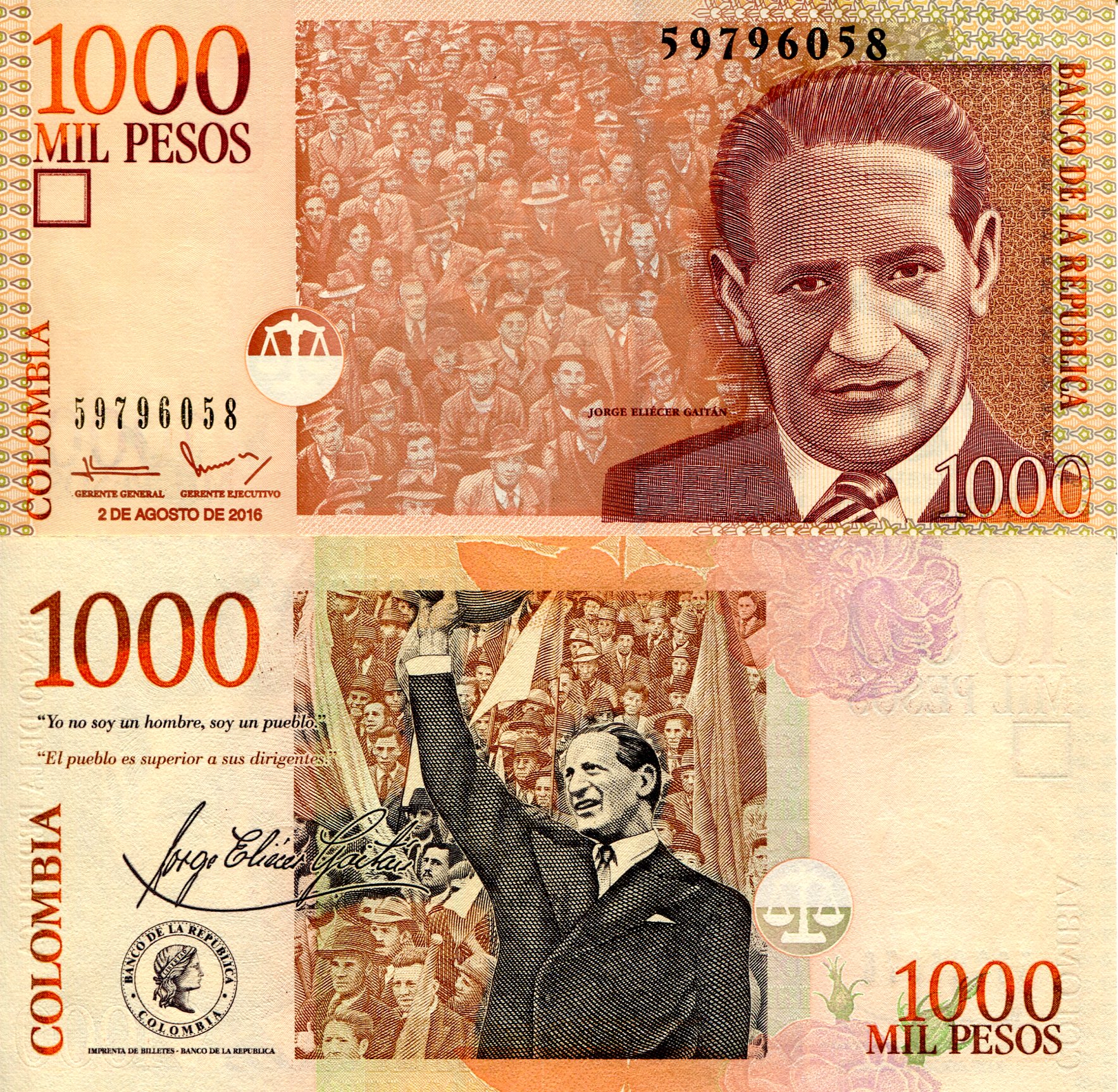 Colombia  1,000 Pesos UNC pick #: 456s