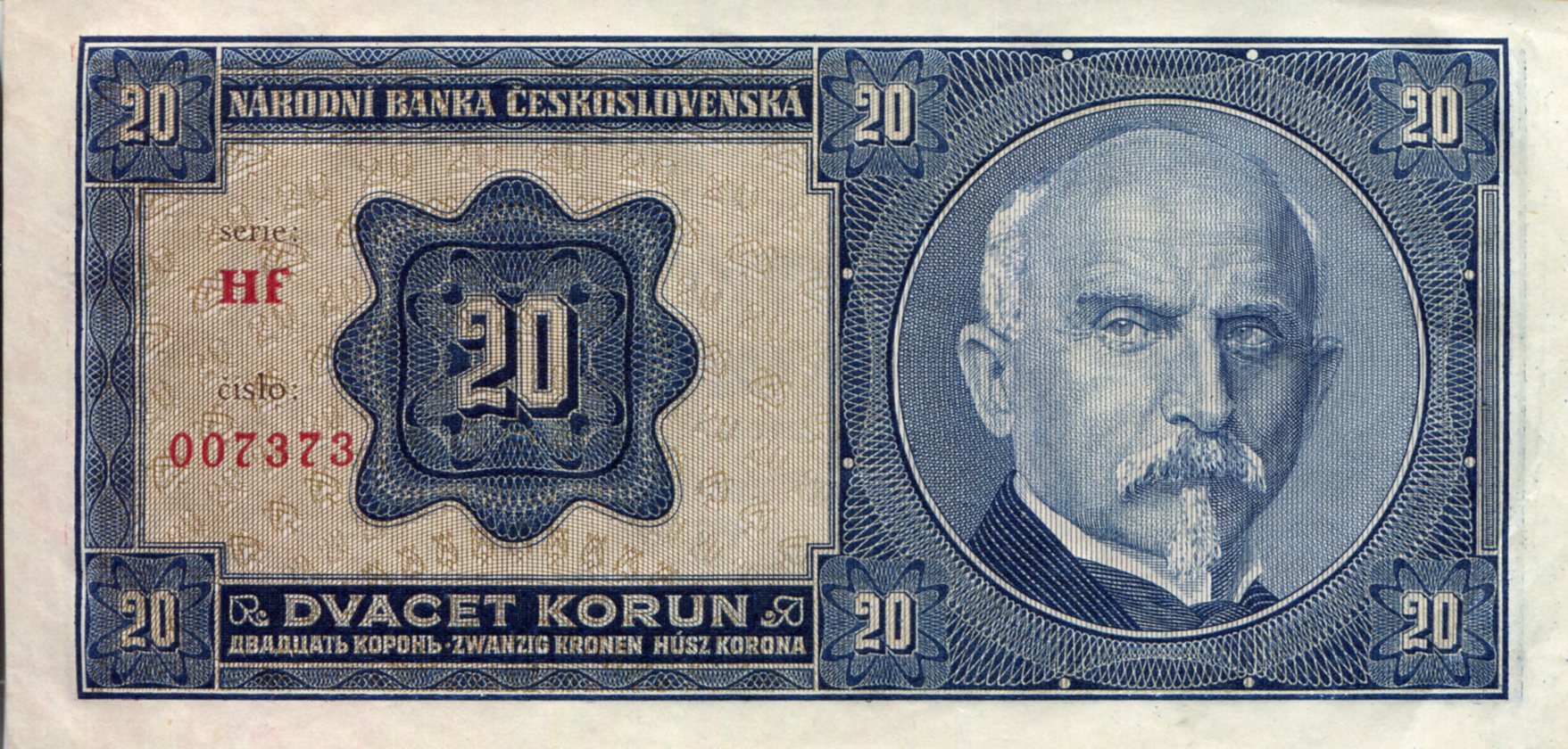 Czechoslovakia  20 Korun XF (see large scan) pick #: 21a