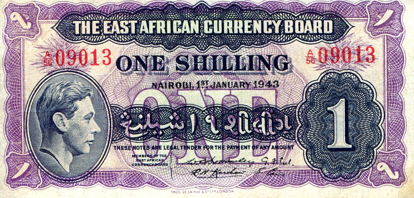 East Africa 1 Shilling XF (See large scan - foxing) pick #: 27