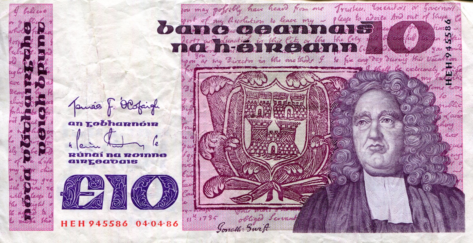 Ireland (Eire) 10 Pound VF/F (see large scan) pick #: 72b