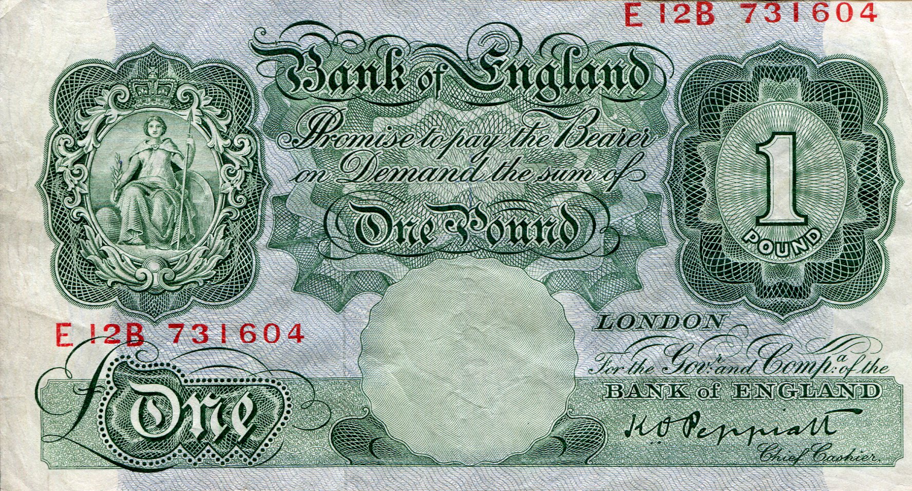 England 1 Pound F (See large scan) pick #: 369a
