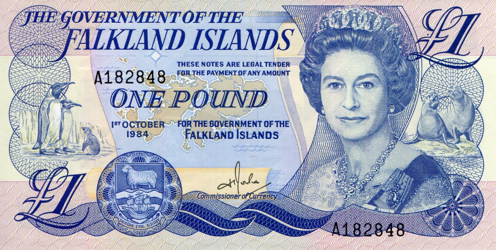 Falkland Islands 1 Pound aUNC pick #: 13a