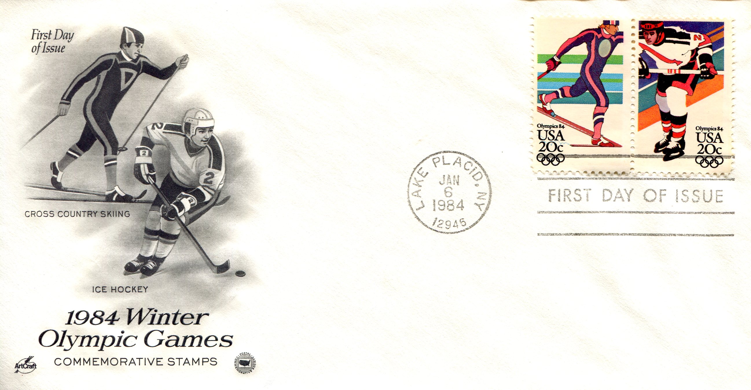 USA - Stamps 20 Cents 1984 Winter Olympics: Cross Country Skiing and Ice HockeyStamp