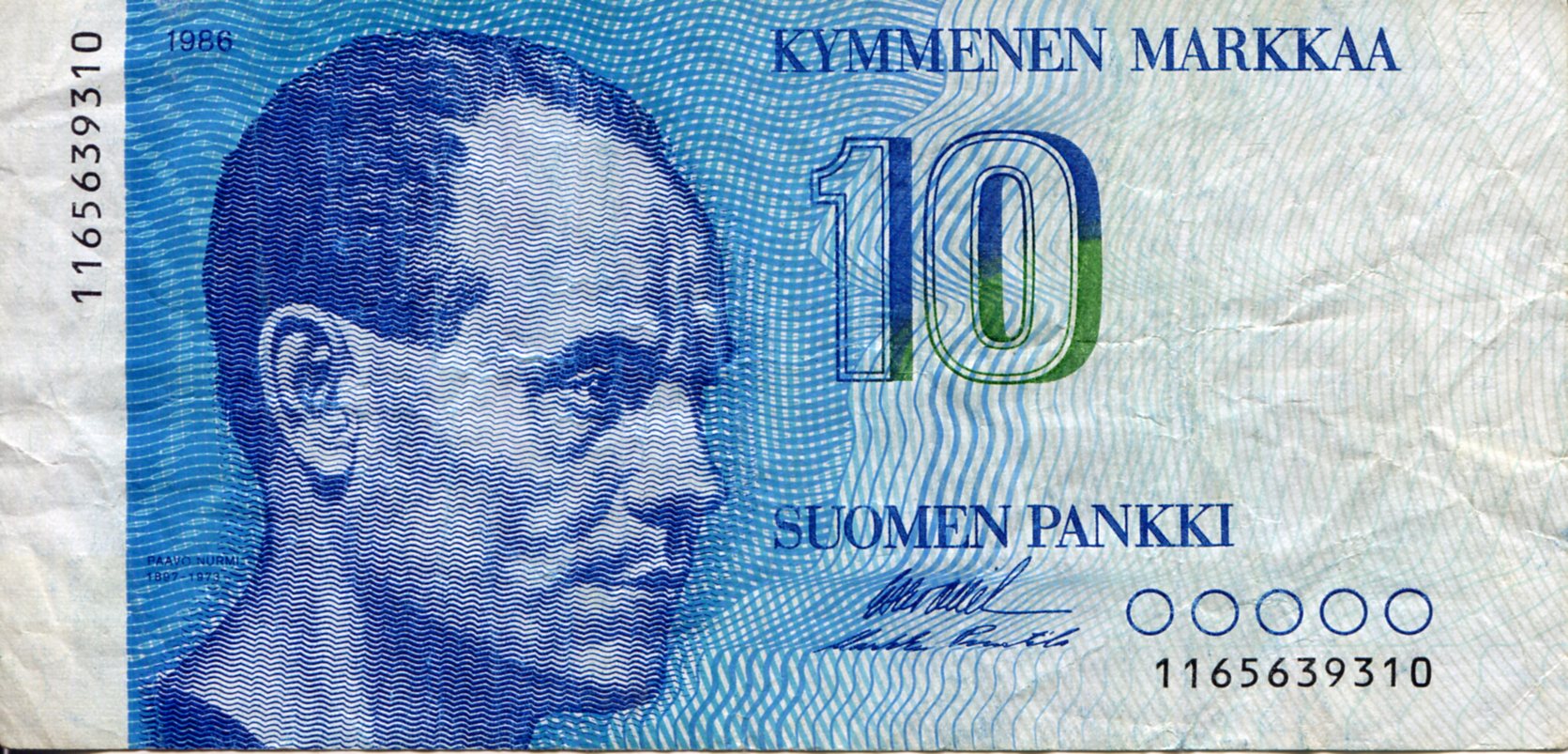Finland 10 Markkaa F (See large scan) pick #: 113a