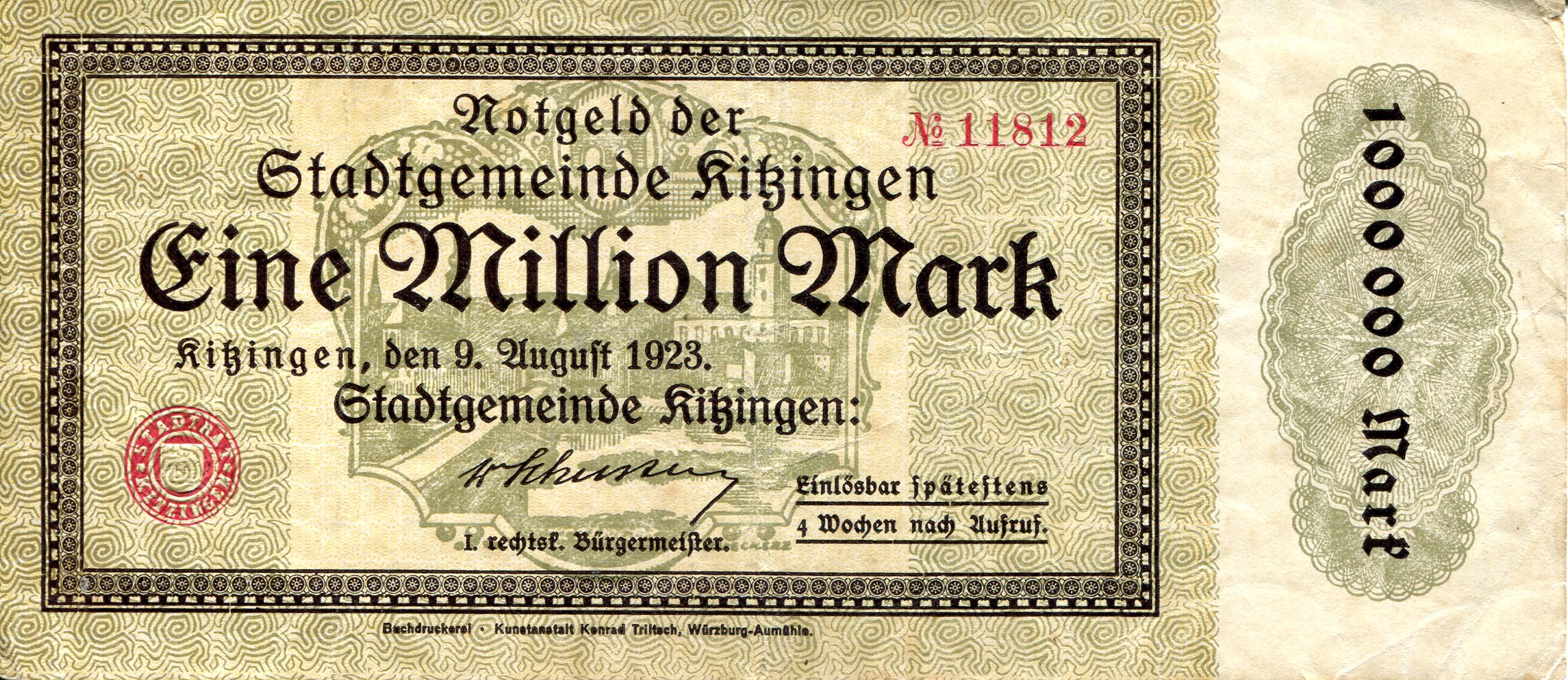 Germany - Notgeld 1 Million Marks VF/F (see large scan) pick #: NP