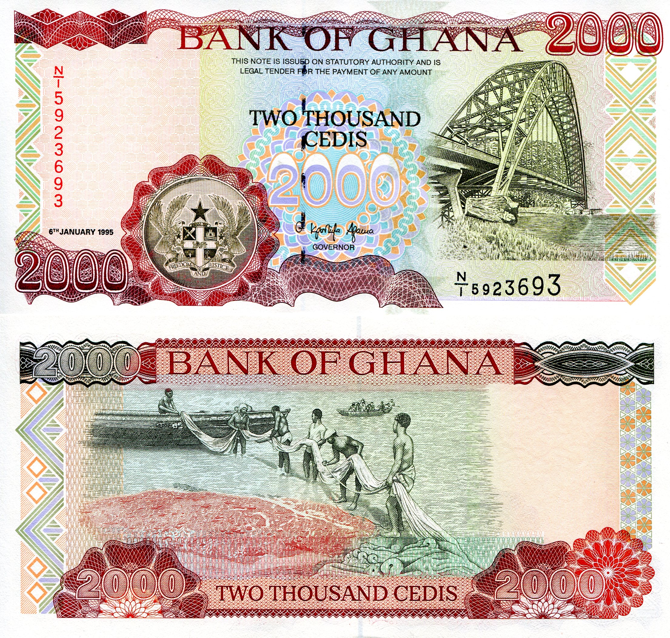 Ghana 2,000 Cedis UNC pick #: 30b