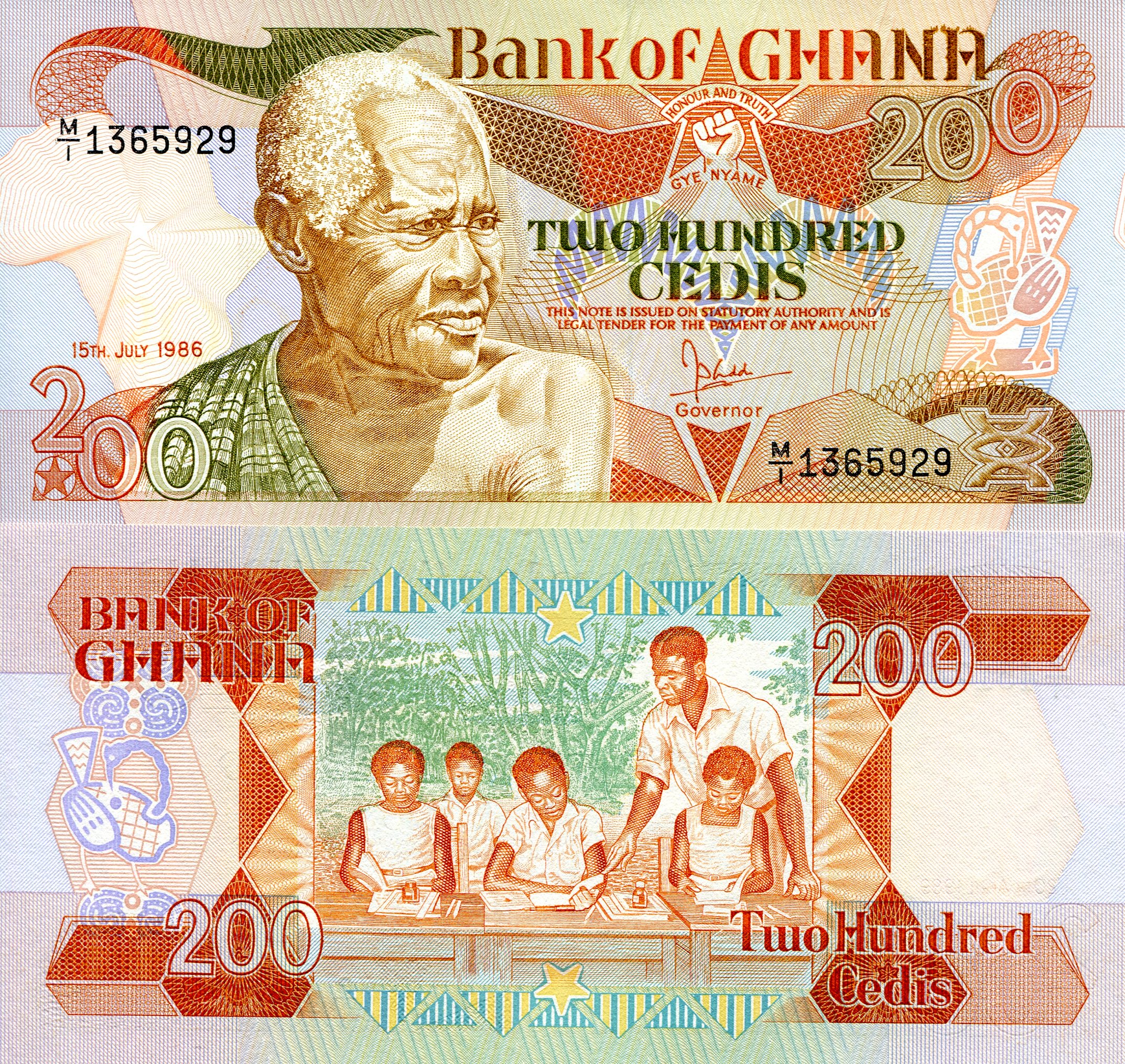 Ghana 200 Cedis UNC pick #: 27c