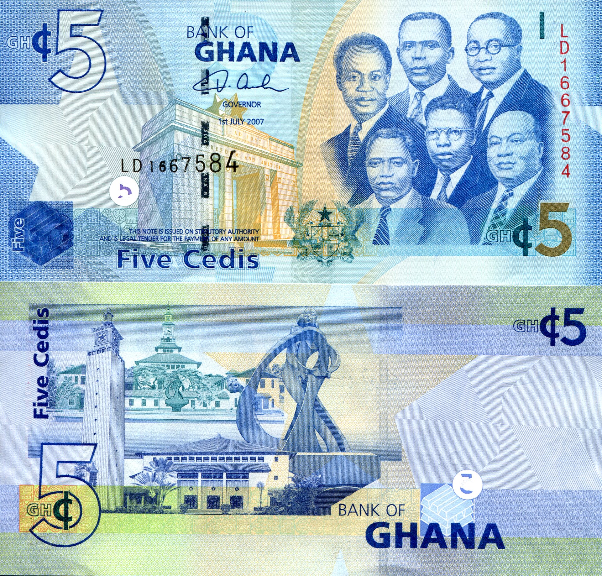 Ghana 5 Cedis UNC pick #: 38a