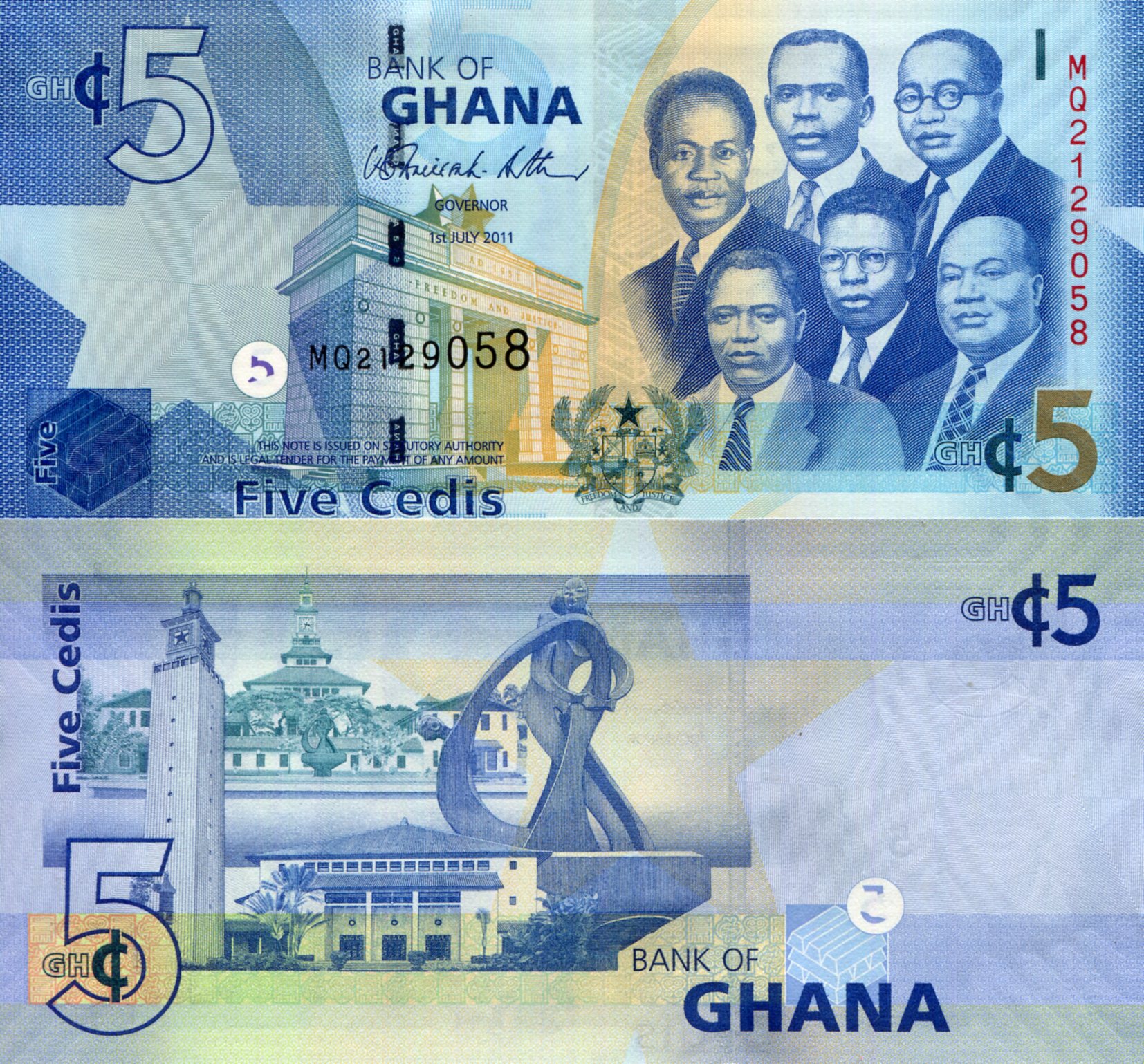 Ghana 5 Cedis UNC pick #: 38c