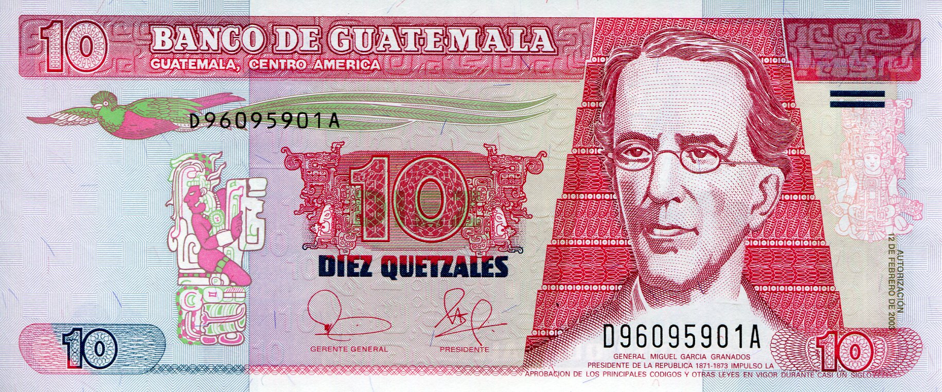 Guatemala  10 Quetzal UNC pick #: 107