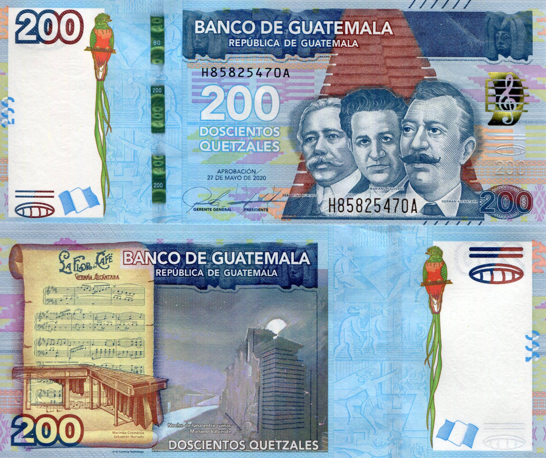 Guatemala  200 Quetzal UNC pick #: New