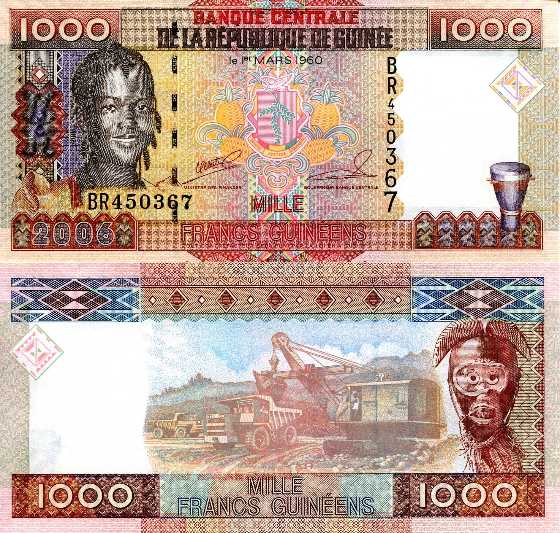 Guinea 1,000 Francs UNC pick #: 40