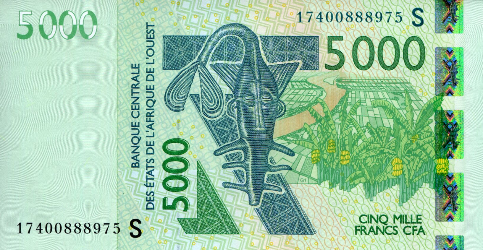 Guinea-Bissau 5,000 Francs UNC pick #: 917Sq