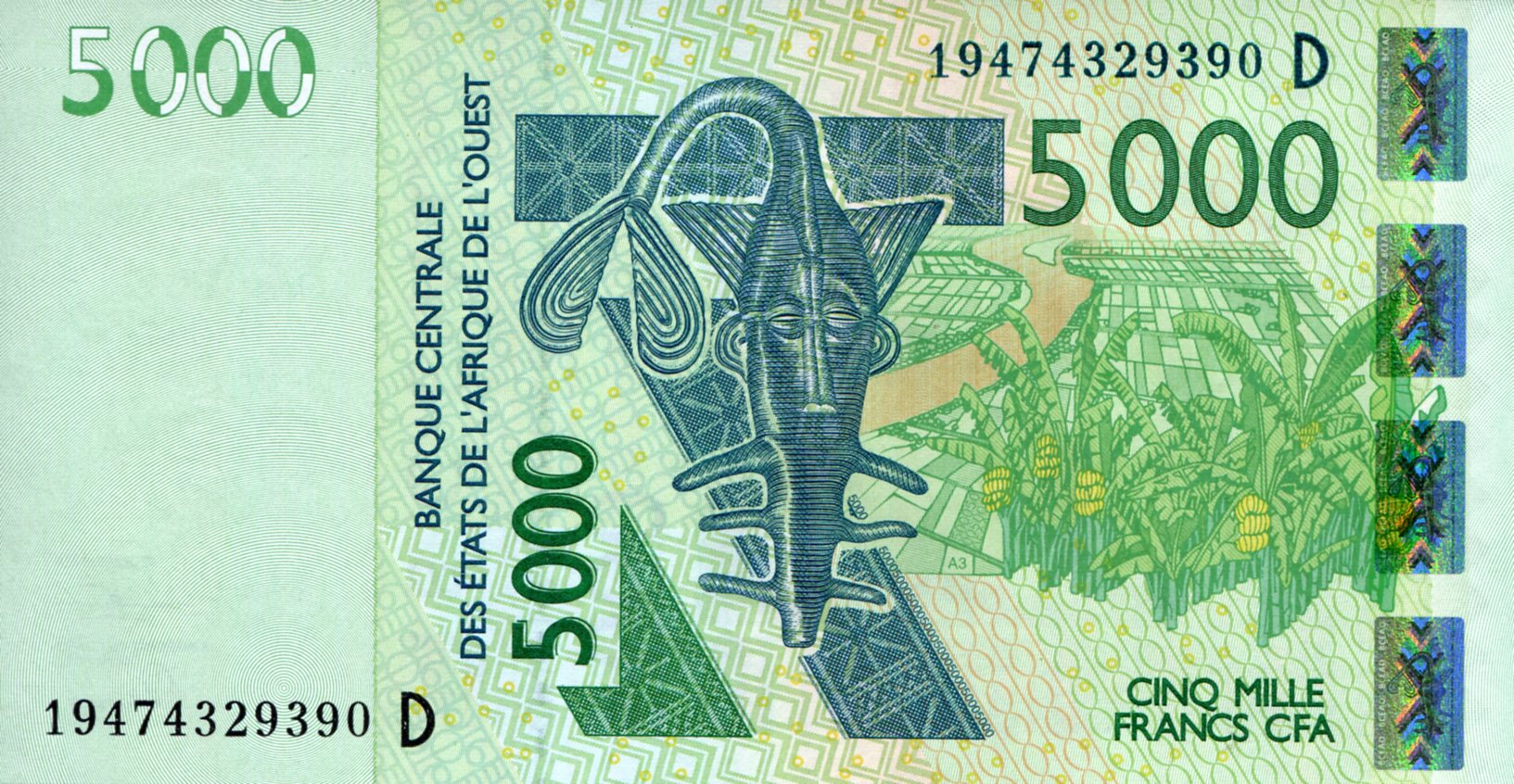 Guinea-Bissau 5,000 Francs UNC pick #: 917Ss