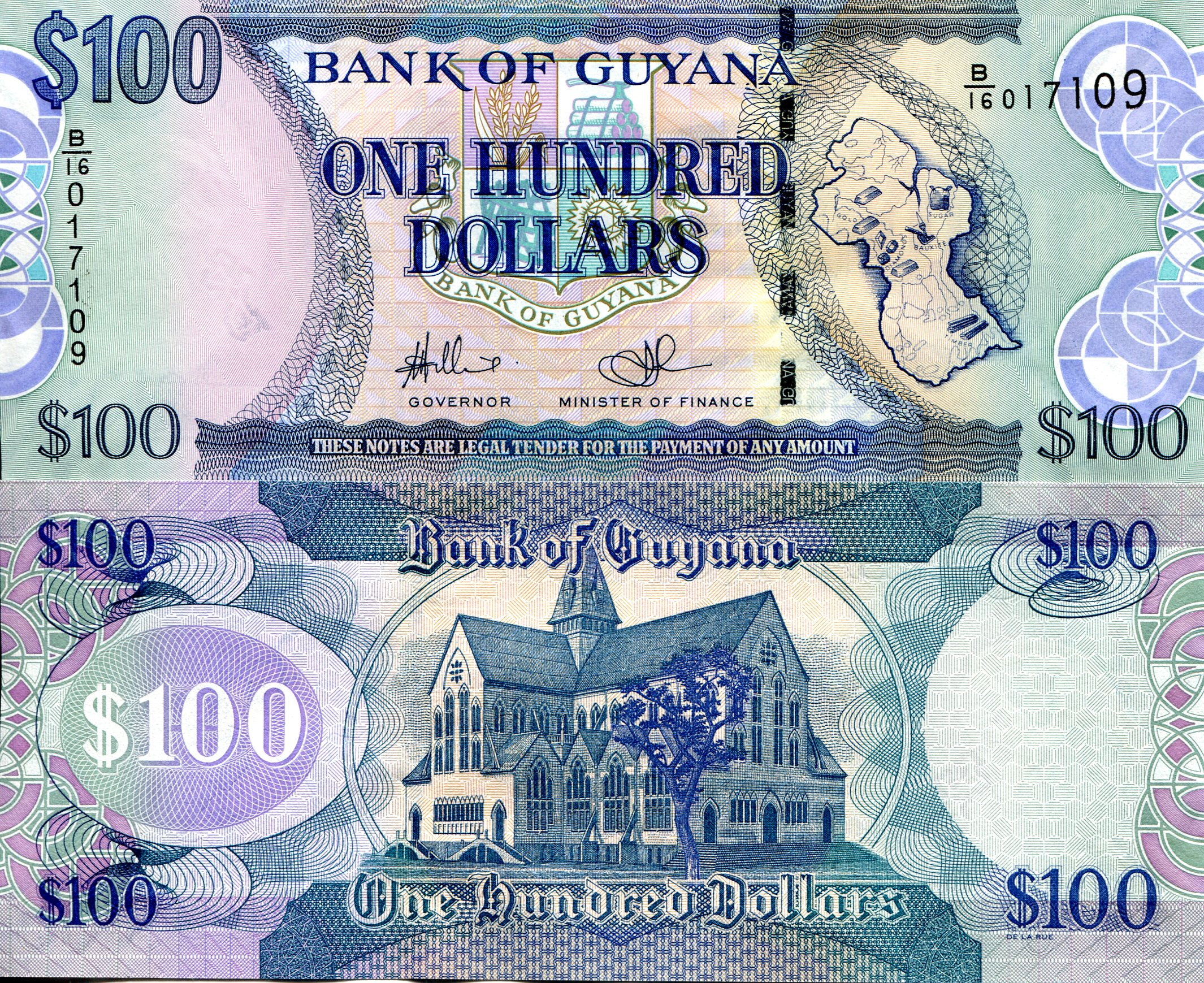 Guyana 100 Dollars UNC pick #: 36b