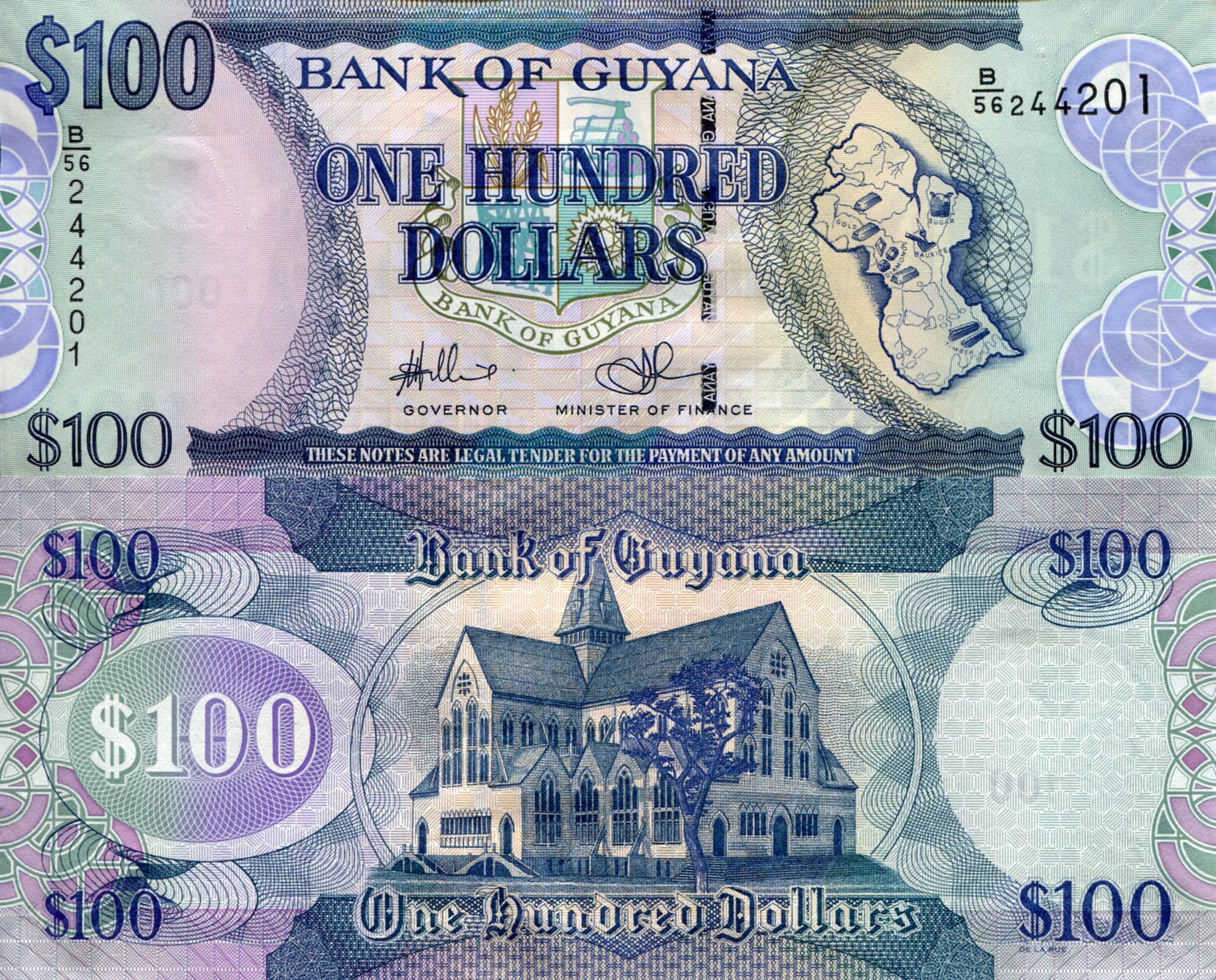 Guyana 100 Dollars UNC pick #: 36c