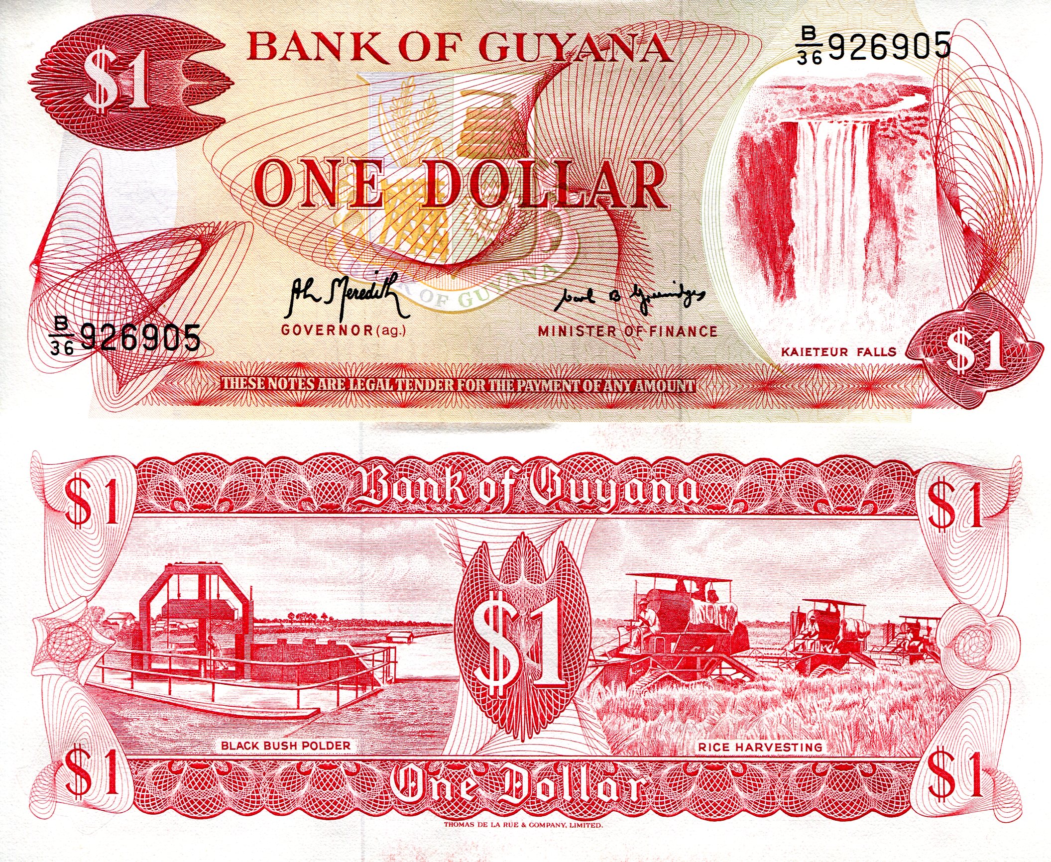 Guyana 1 Dollar aUNC pick #: 21h