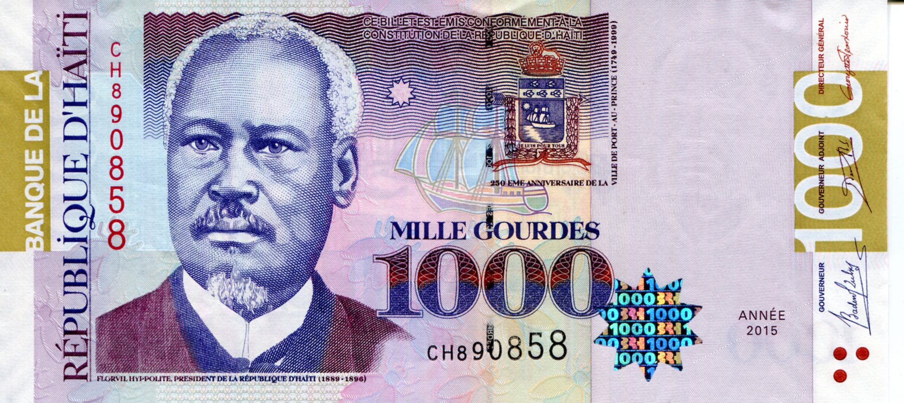 Haiti 1,000 Gourdes UNC pick #: 278f