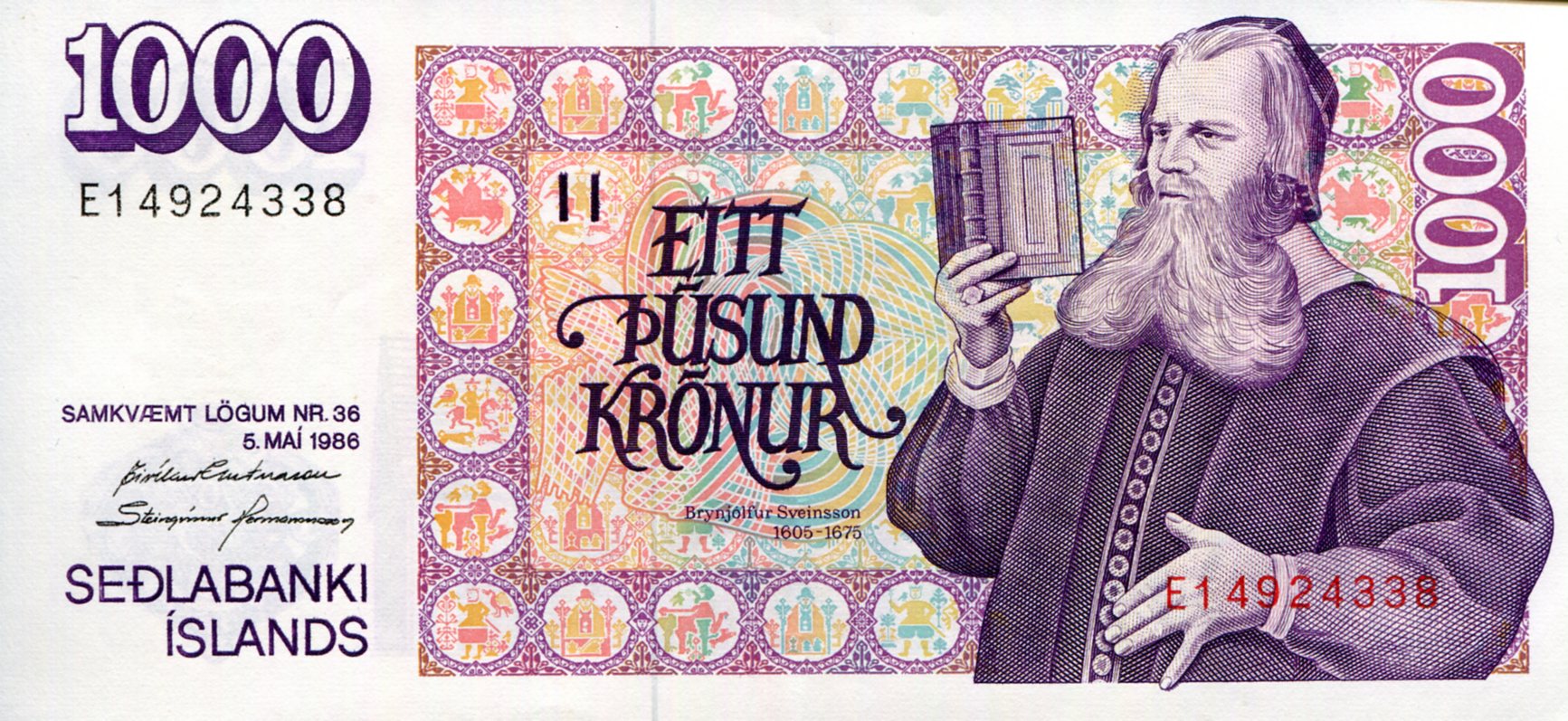 Iceland 1,000 Kronur aUNC pick #: 56a