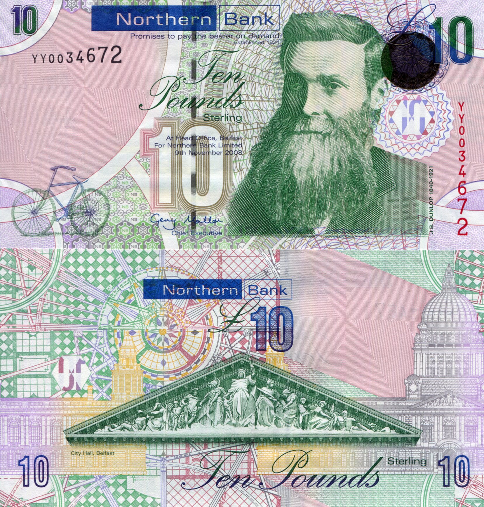 Ireland, North 10 Pounds UNC pick #: 210r